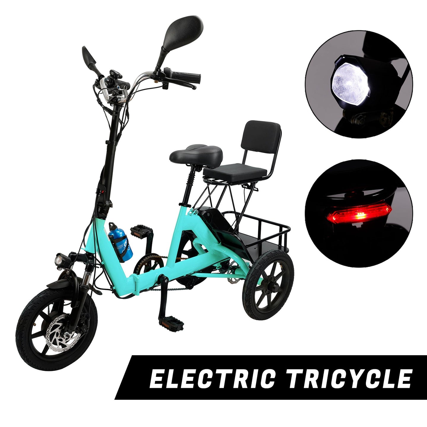 3 Wheel Electric tricycle E-Bike Folding Adult Motorized Tricycle 48V