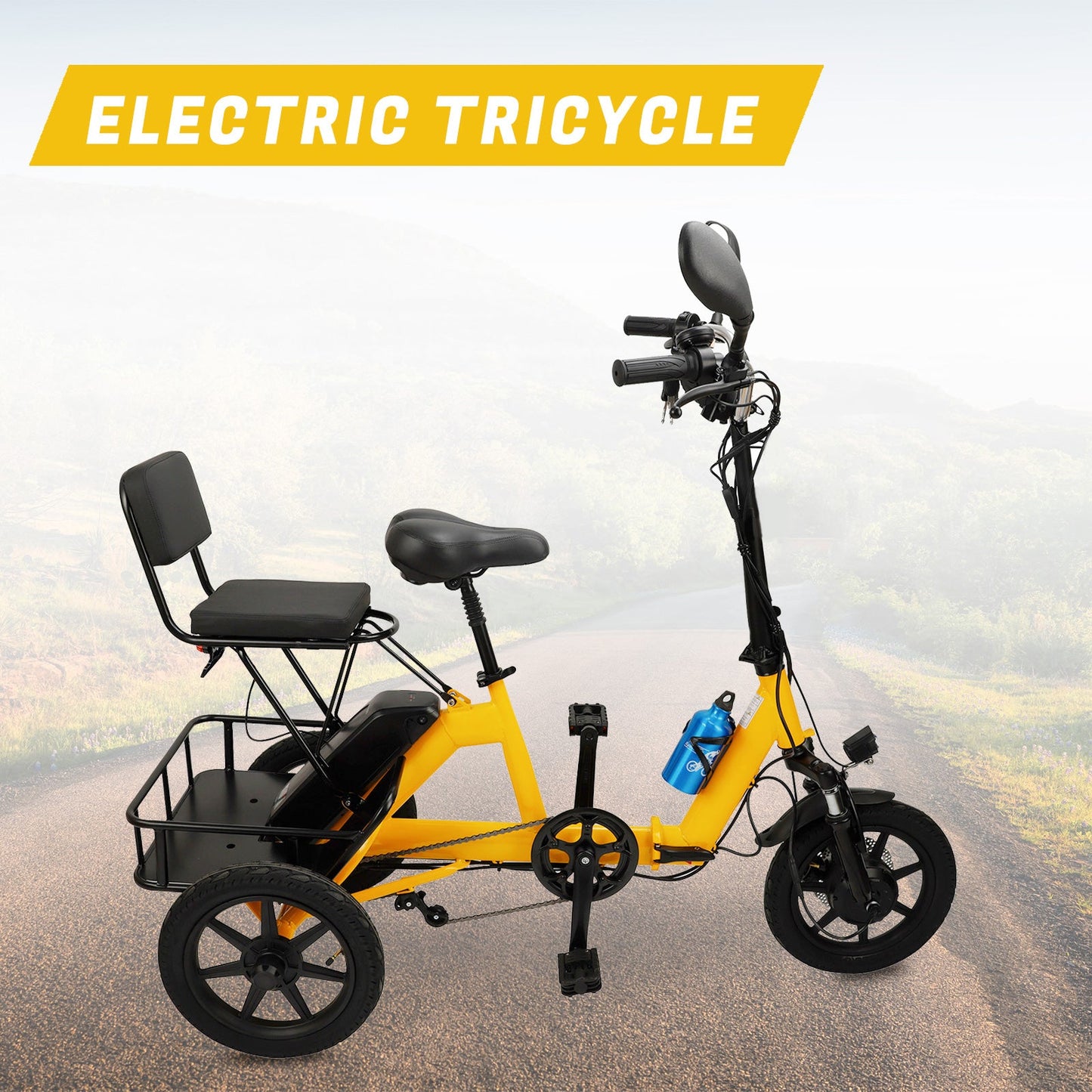 48V 350W Three Wheel Electric Folding Trike Adult E-Tricycle