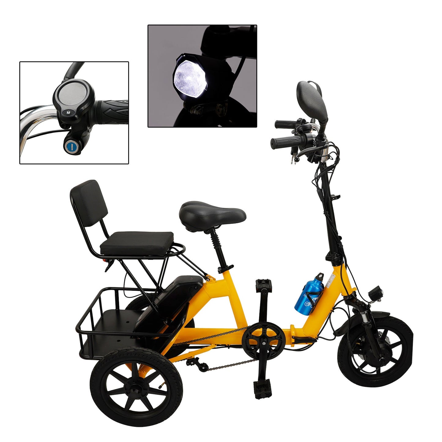 48V 350W Three Wheel Electric Folding Trike Adult E-Tricycle