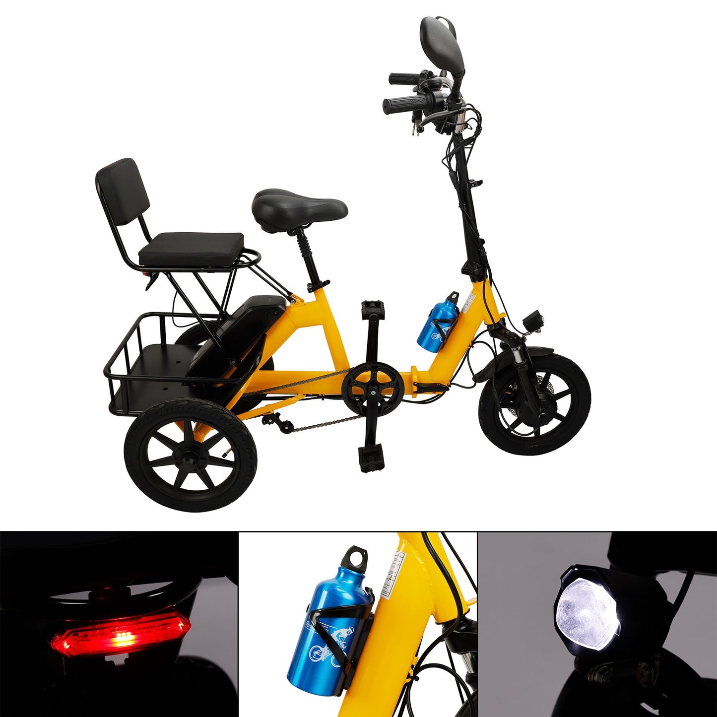 48V 350W Three Wheel Electric Folding Trike Adult E-Tricycle