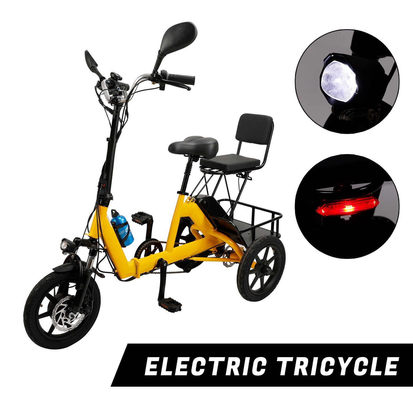 48V 350W Three Wheel Electric Folding Trike Adult E-Tricycle