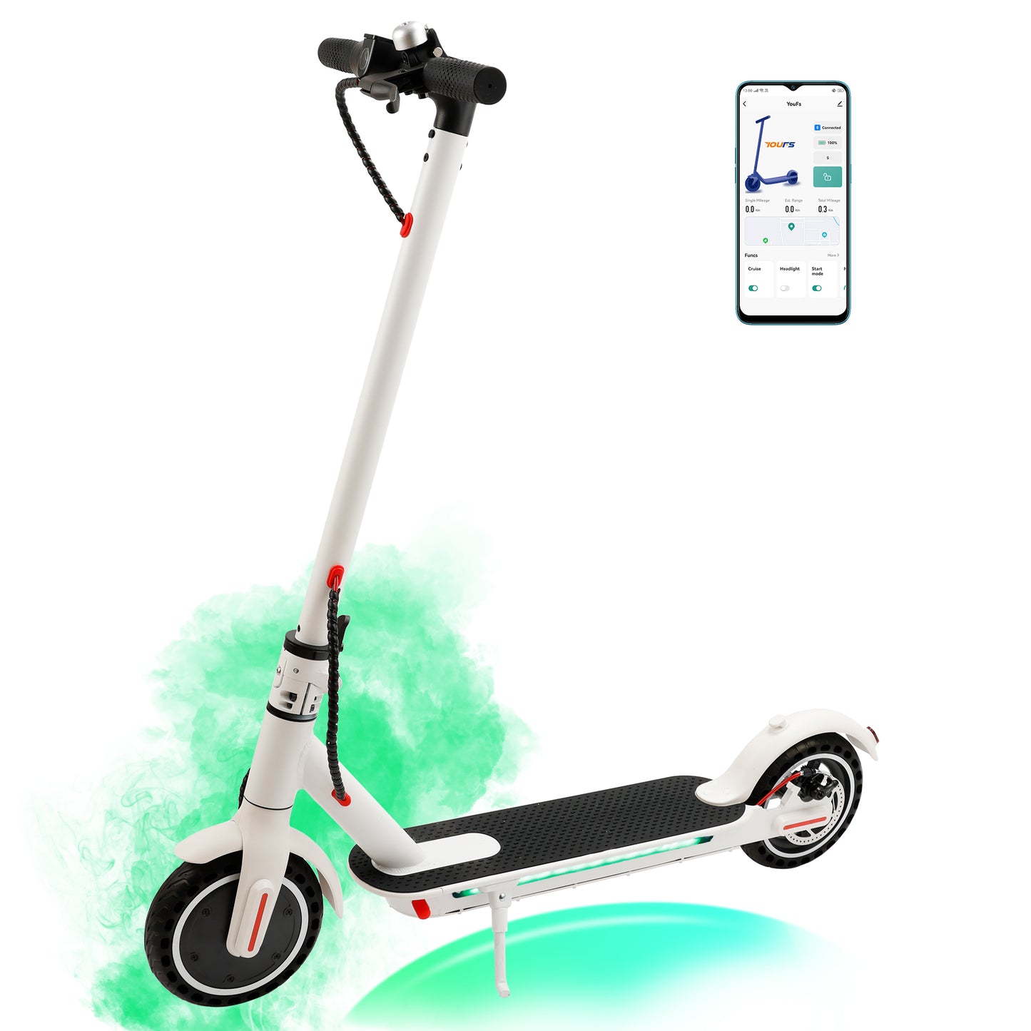 8.5" Folding Electric Scooter With app 350W 35KM Range 30km/h City Commute White (Copy)