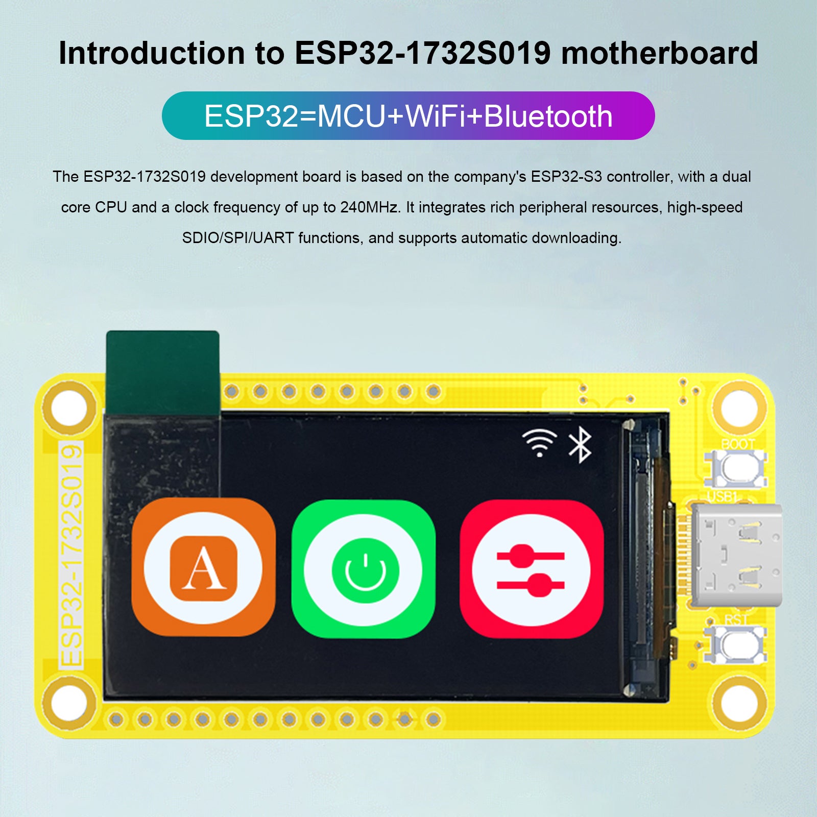 ESP32-S3 1.9inch Screen Development Board Wifi Bluetooth 170*320 Display TFT Module