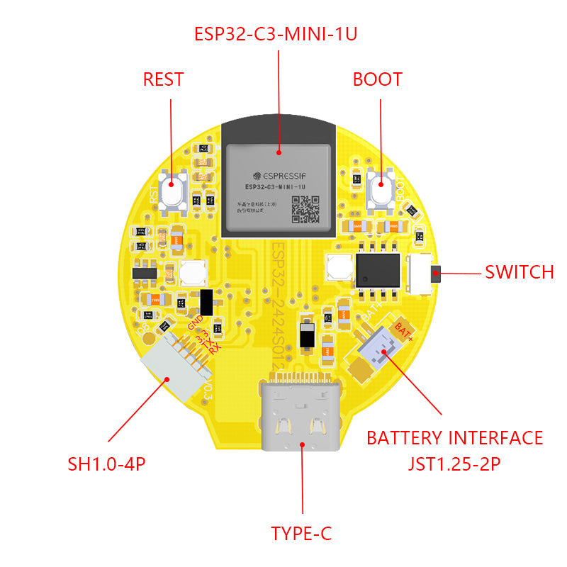 1.28inch Round Display ESP32-C3 Development Board LCD Touch Screen Wifi Bluetooth