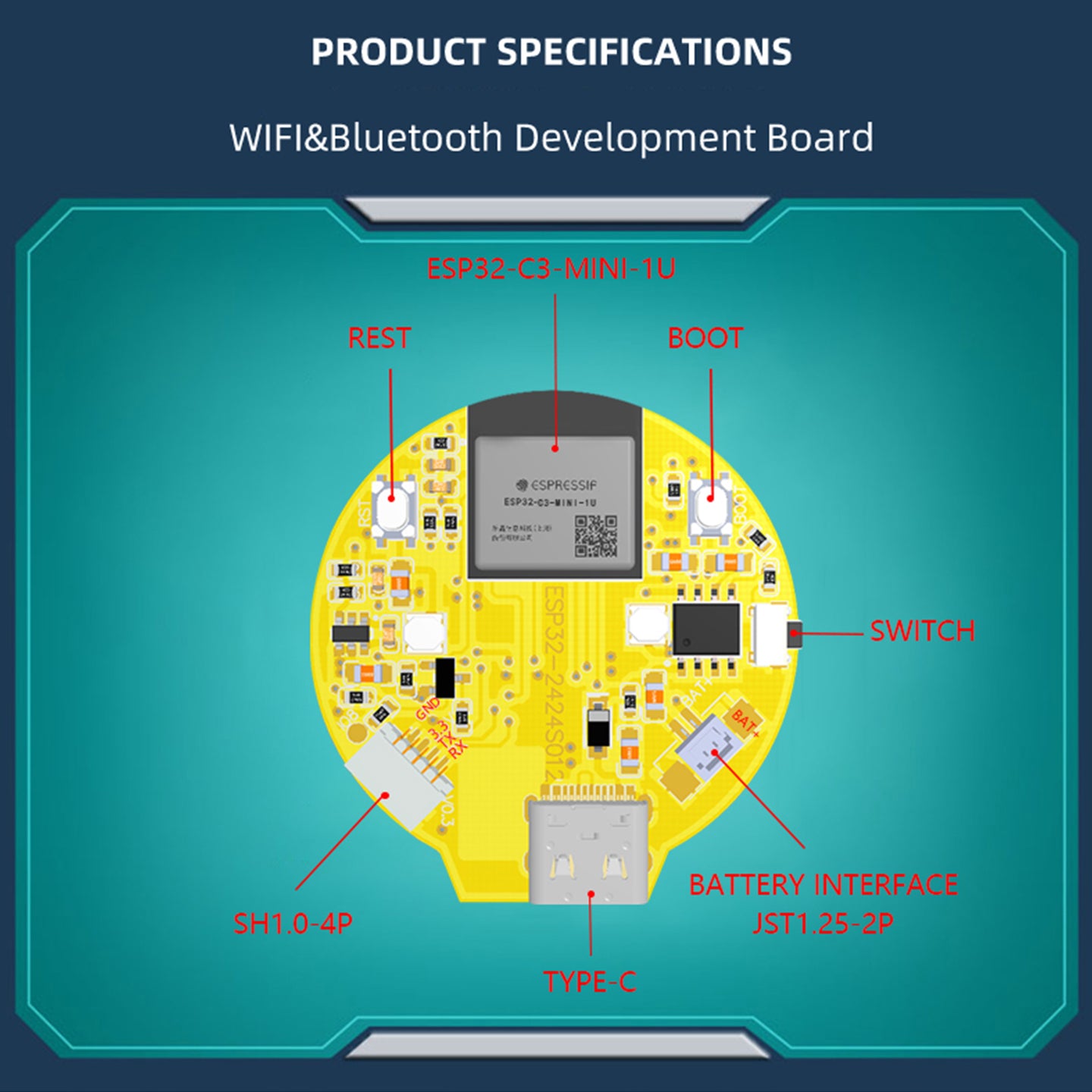 1.28inch Round Display ESP32-C3 Development Board LCD Touch Screen Wifi Bluetooth