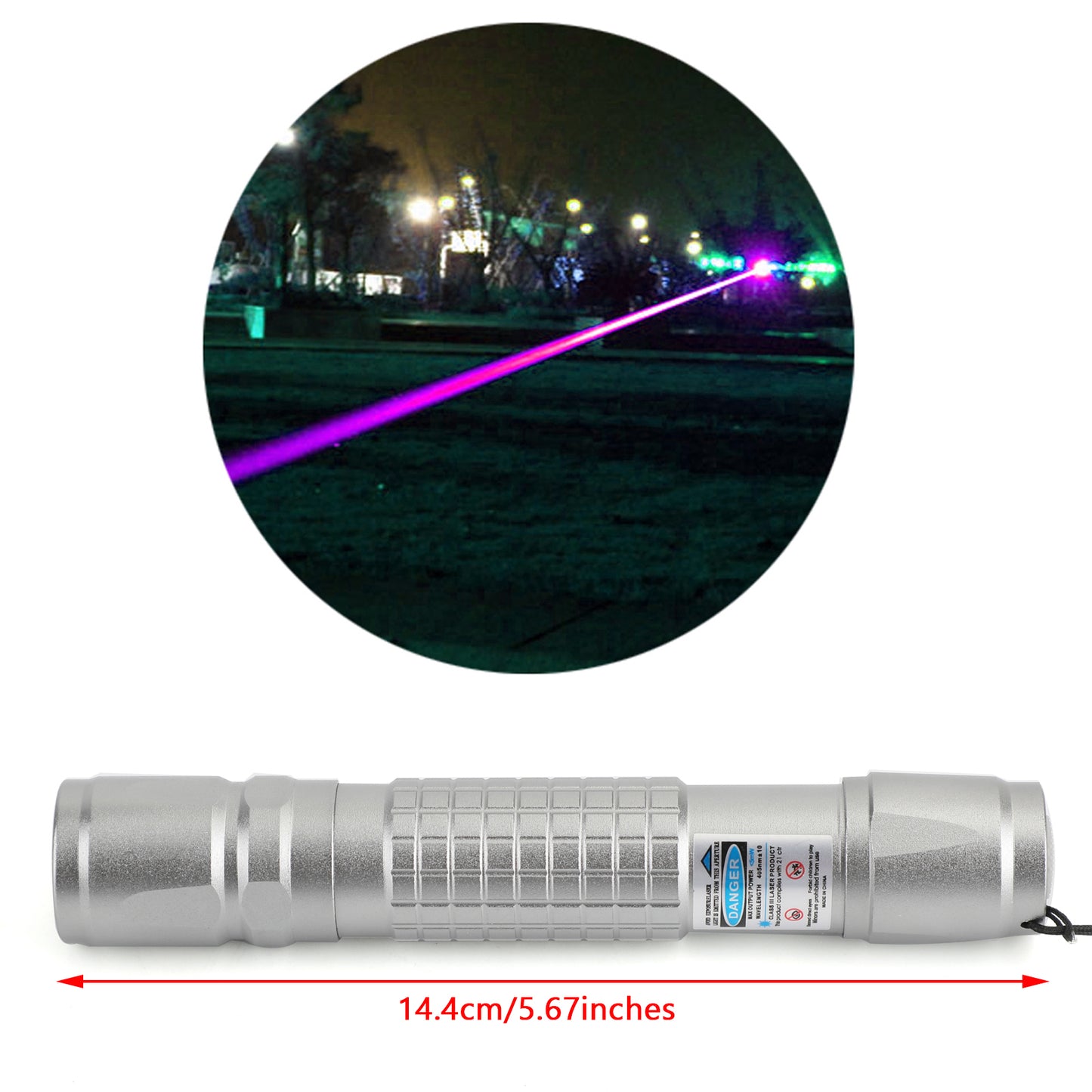 405nm 5mW Rechargeable Blue-Violet Laser Pointer Kit with 18650 Battery & Charger, High Power Pen for Presentations