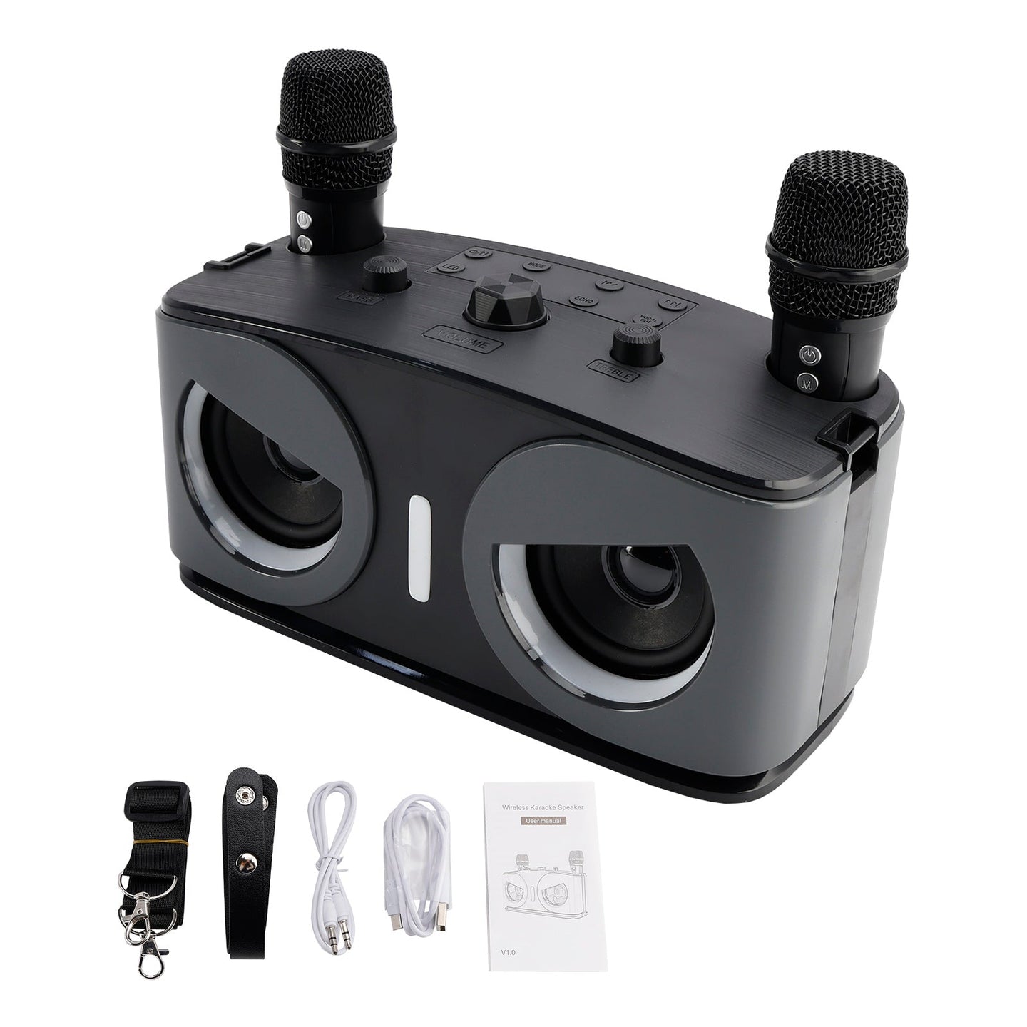 Wireless Bluetooth Speaker – All-in-One Home Theater & Karaoke System with Dual Microphones