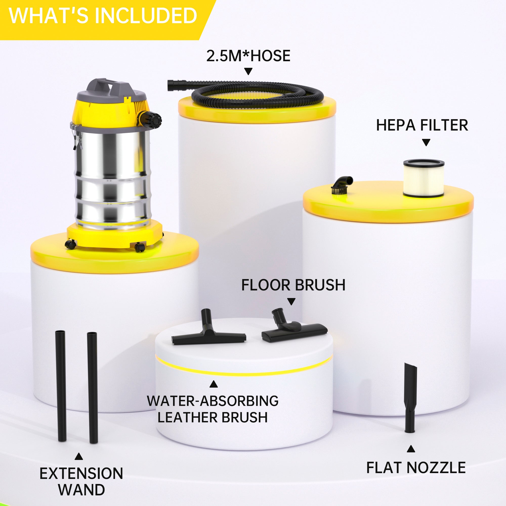 10 Gallon Wet/Dry Shop Vacuum, 8.0 HP Peak Stainless Steel Blower Vac with HEPA Filter for Garage & Workshop