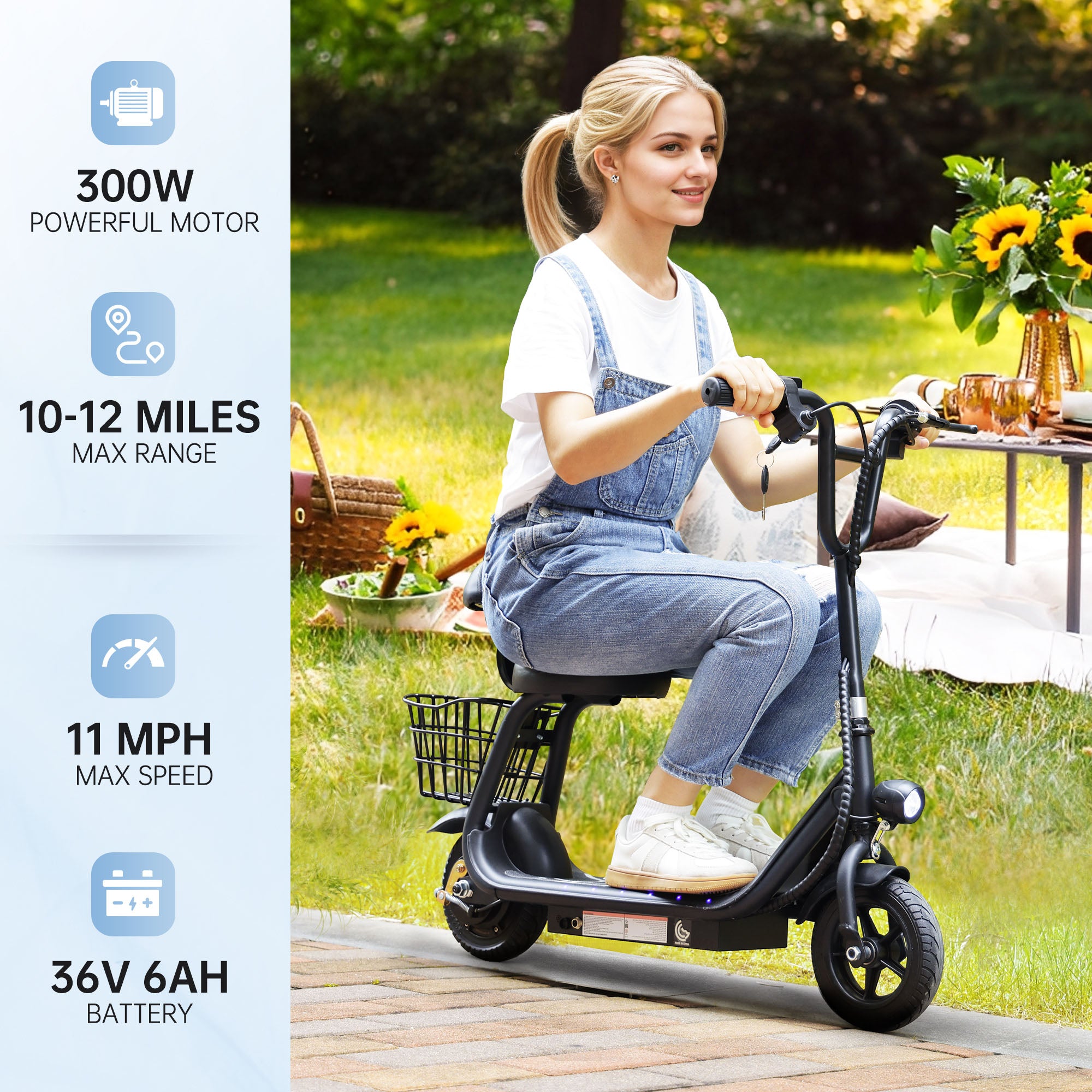 Electric Scooter with Seat for Kids Electric Scooter for Kids Ages 4-10 12.43-Mile Range Neon Lights 3-Speed Adjustable Up to 11 MPH
