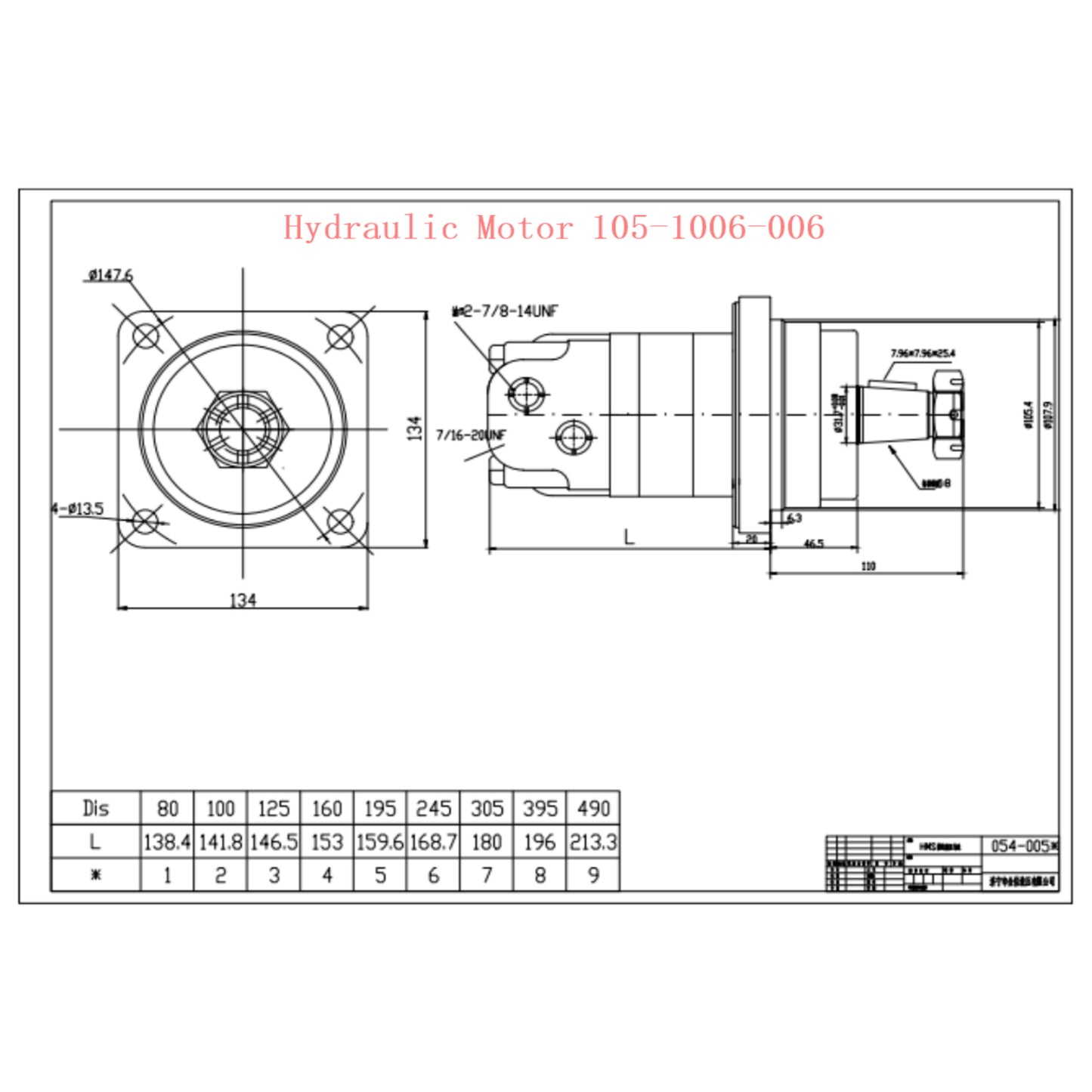 Hydraulic Motor For Eaton Char-Lynn 2000 Series 105-1006-006 1051006006