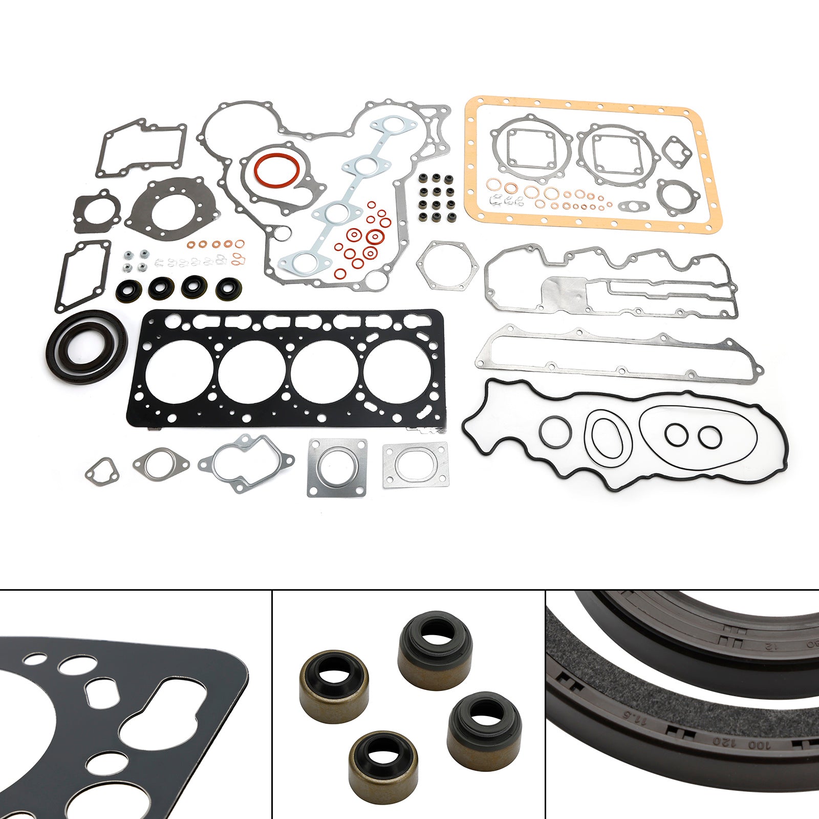 Complete Cylinder Head & Gasket Kit for Kubota V3300 Engine, Fits Bobcat S650, T650 & Case 445, with 12 Valves
