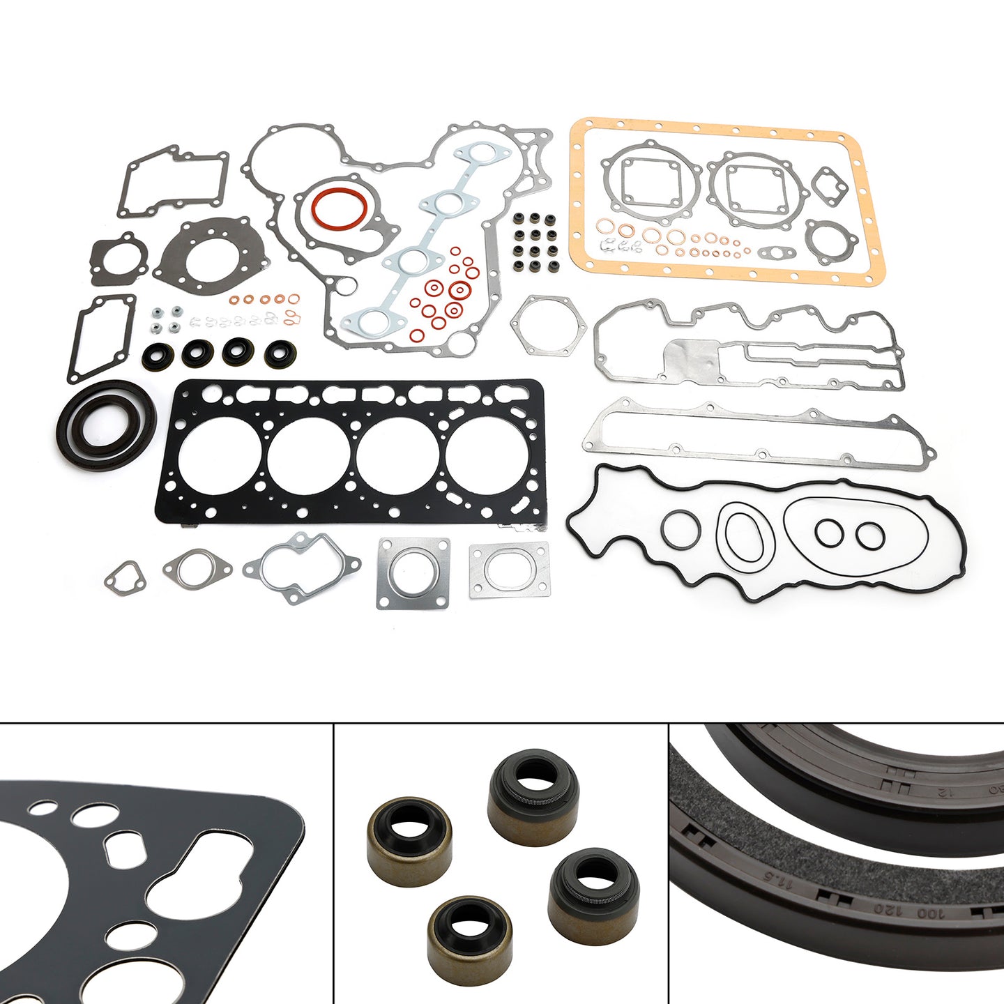 Complete Cylinder Head & Gasket Kit for Kubota V3300 Engine, Fits Bobcat S650, T650 & Case 445, with 12 Valves