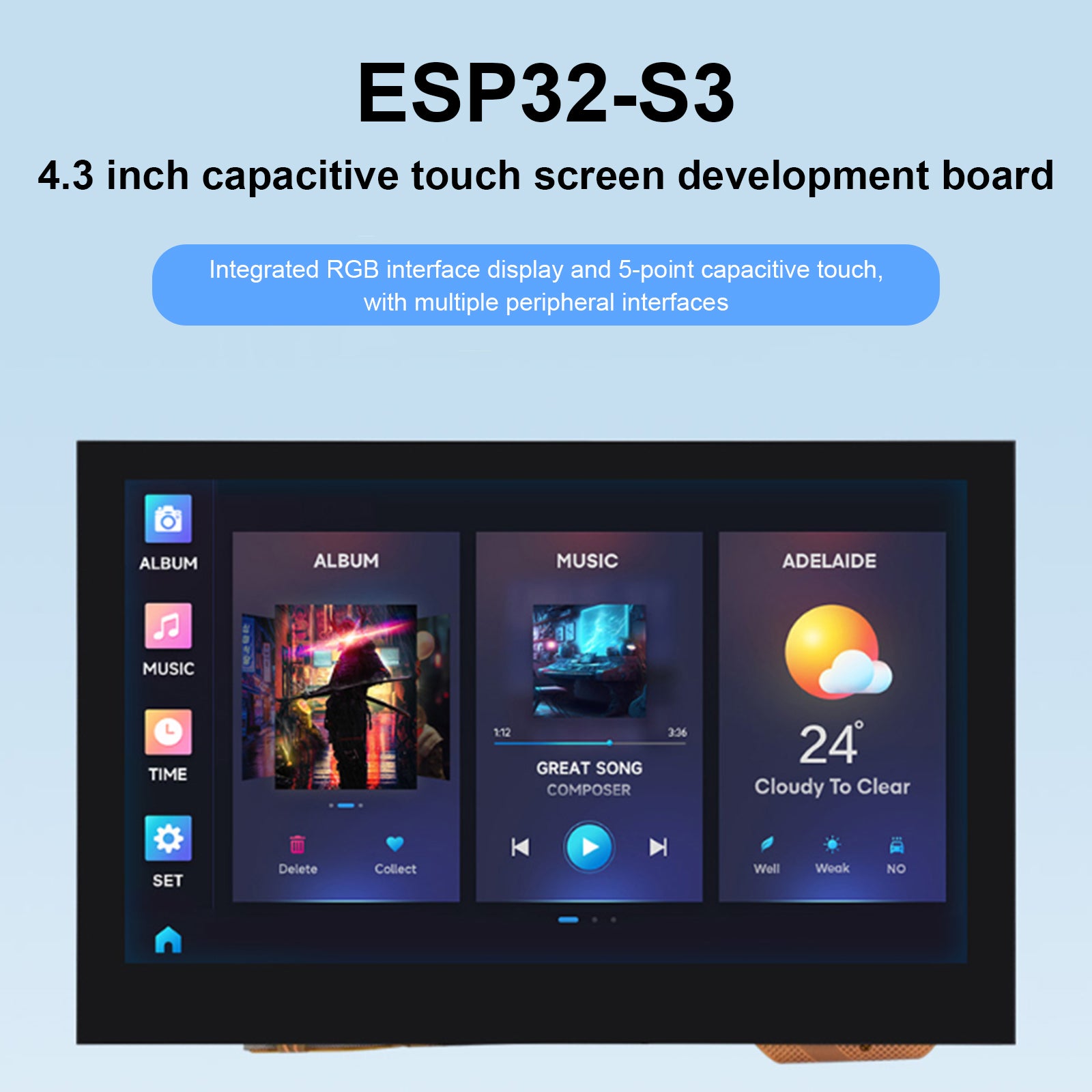 ESP32-S3 Development Board 4.3inch Capacitive Touch Screen LX7 Dual-Core Display