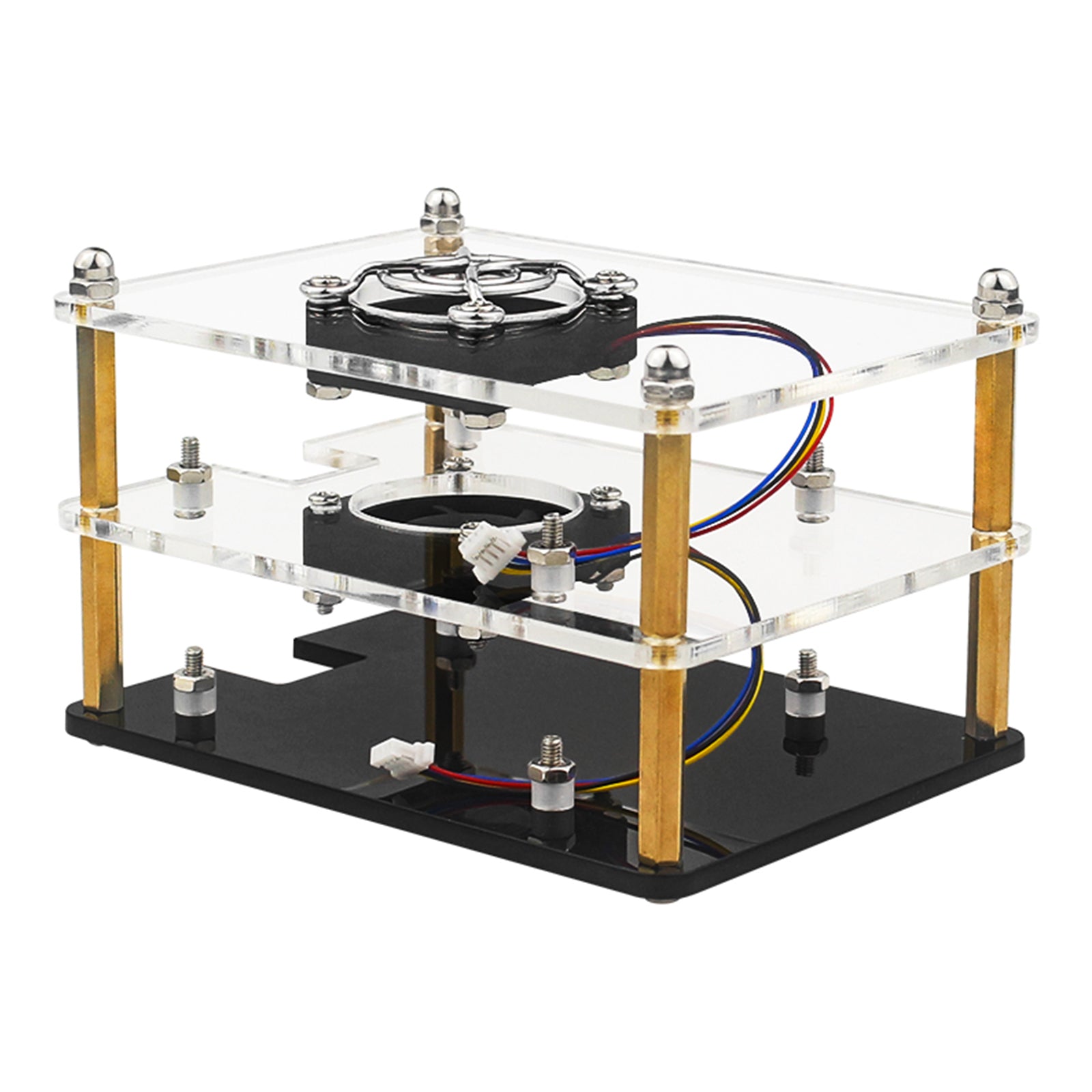 Multi-Layer Acrylic Shell Raspberry pi5 Transparent Protective Case Cooling Fan
