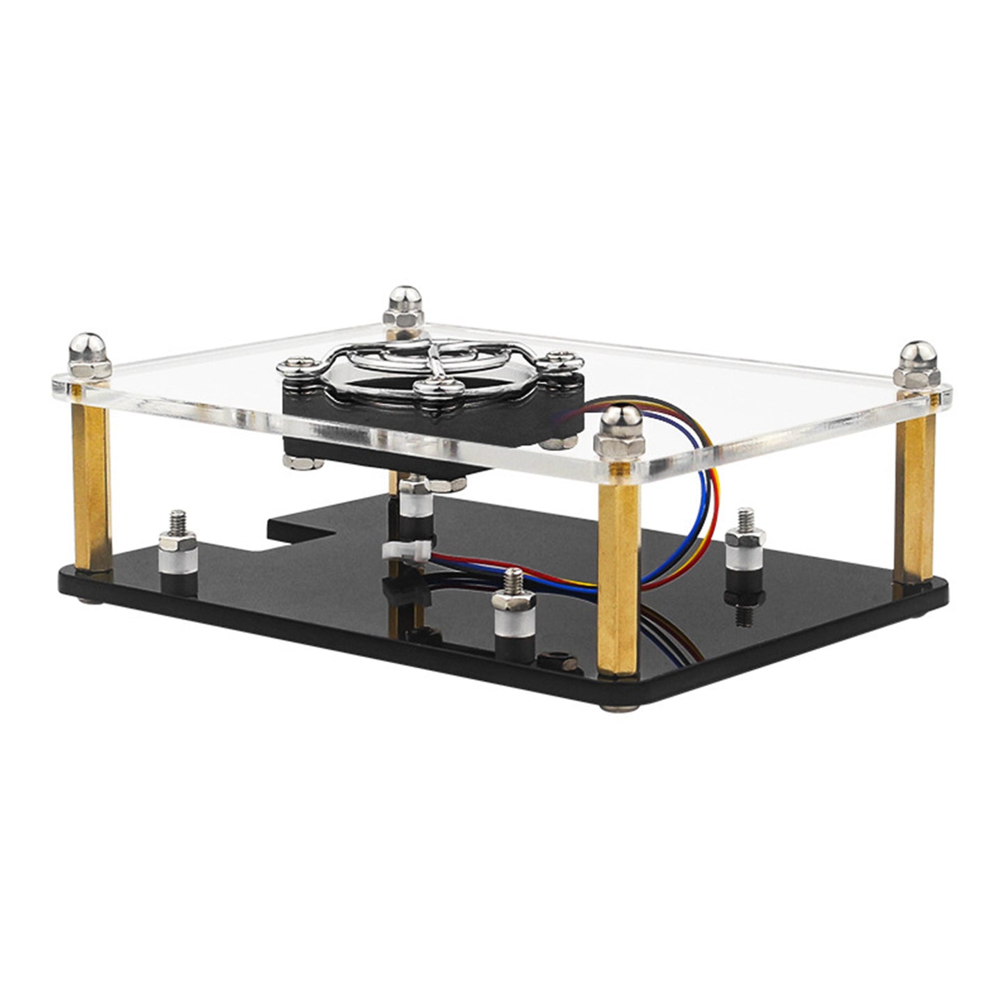 Multi-Layer Acrylic Shell Raspberry pi5 Transparent Protective Case Cooling Fan