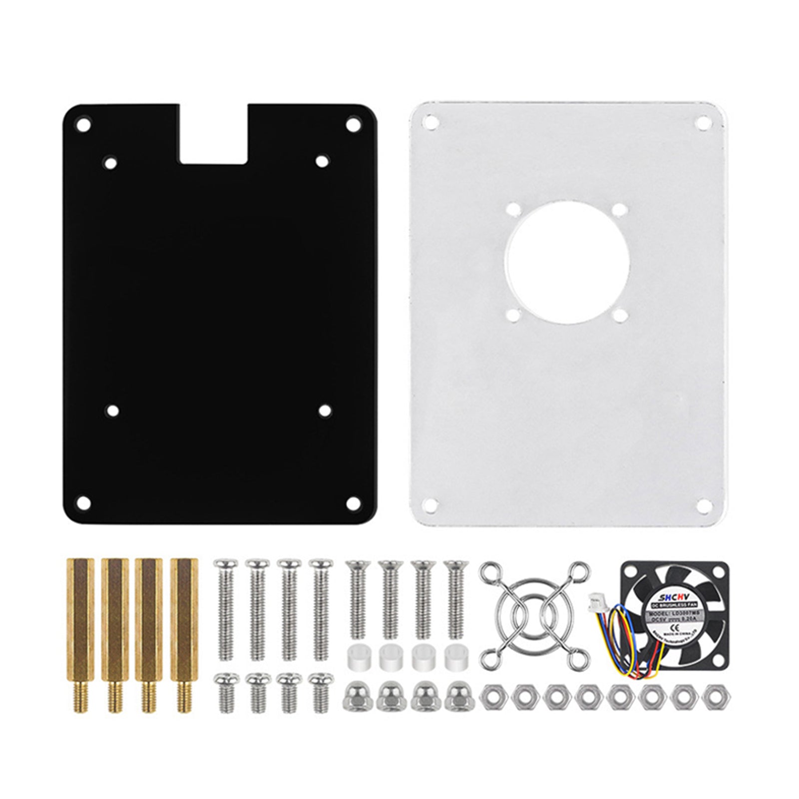Multi-Layer Acrylic Shell Raspberry pi5 Transparent Protective Case Cooling Fan