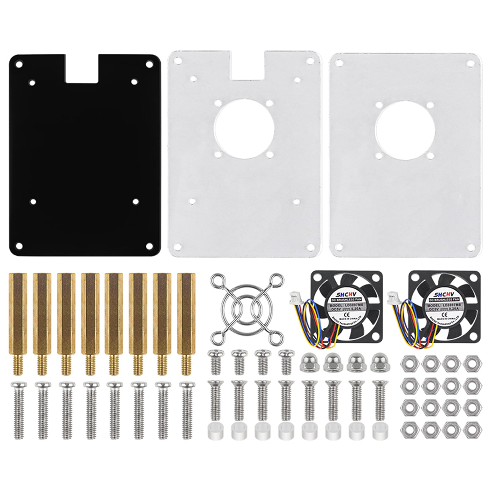 Multi-Layer Acrylic Shell Raspberry pi5 Transparent Protective Case Cooling Fan