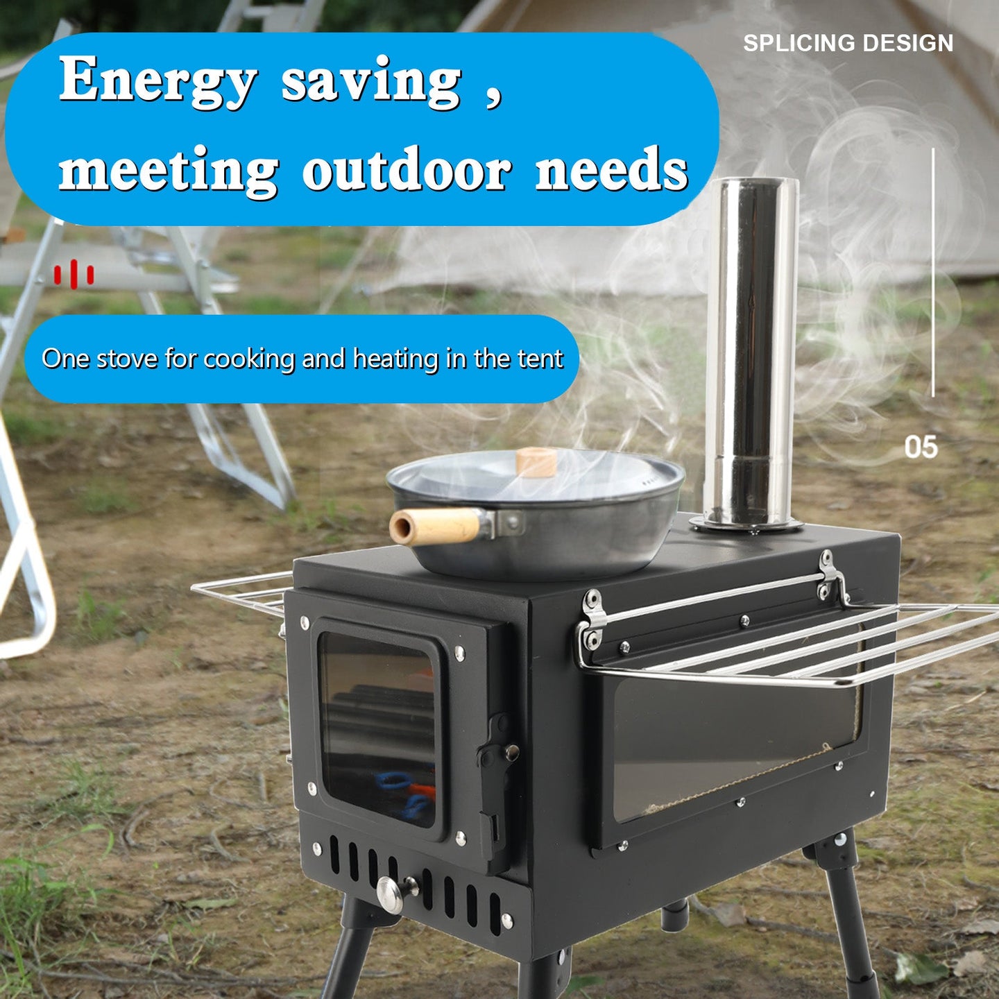 Portable 304 Stainless Steel Camping Stove with Chimney Pipe (Copy)