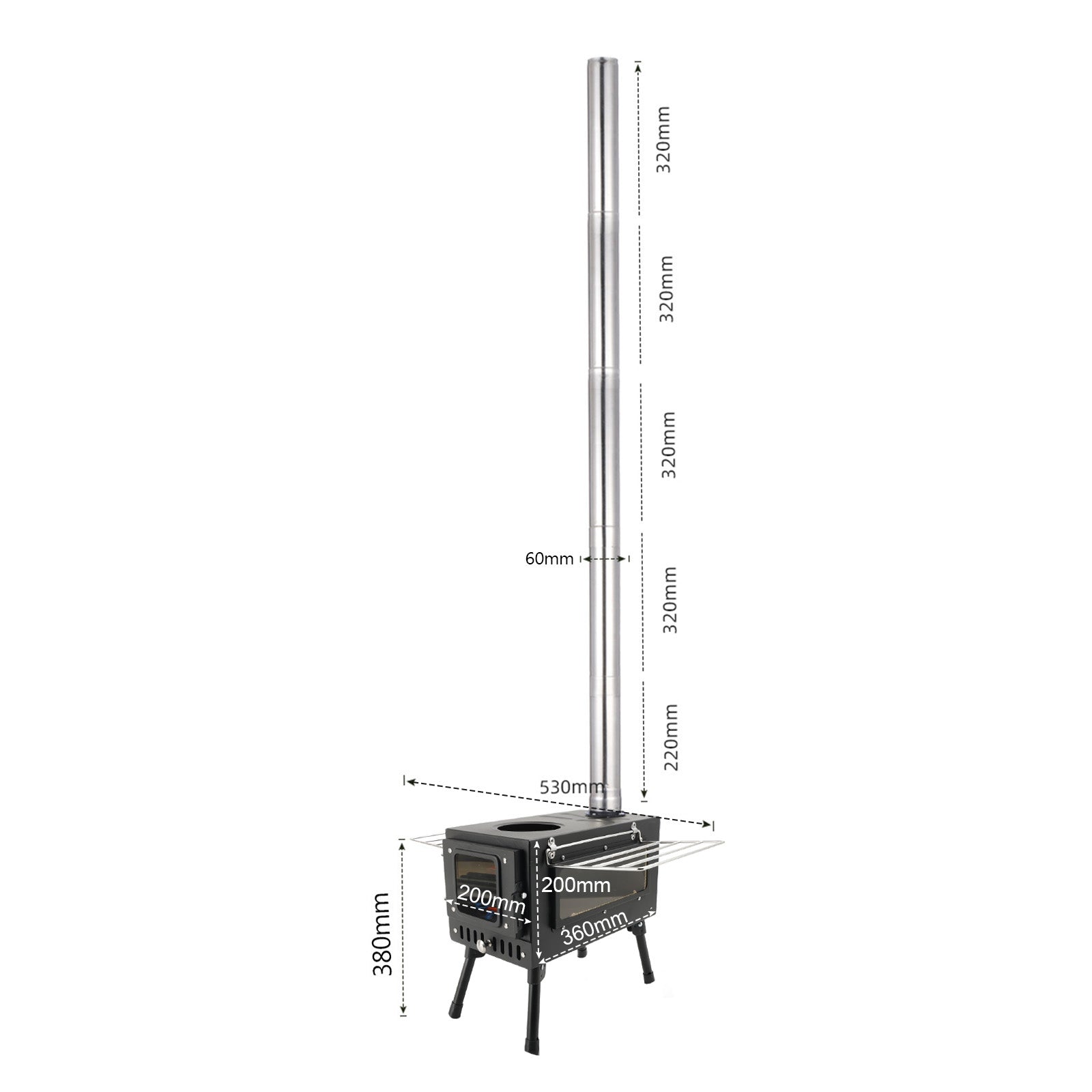 Portable 304 Stainless Steel Camping Stove with Chimney Pipe (Copy)