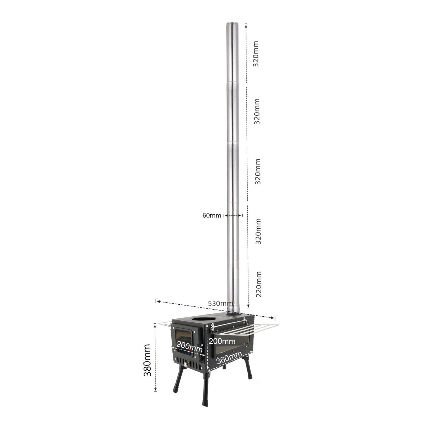 Portable 304 Stainless Steel Camping Stove with Chimney Pipe (Copy)