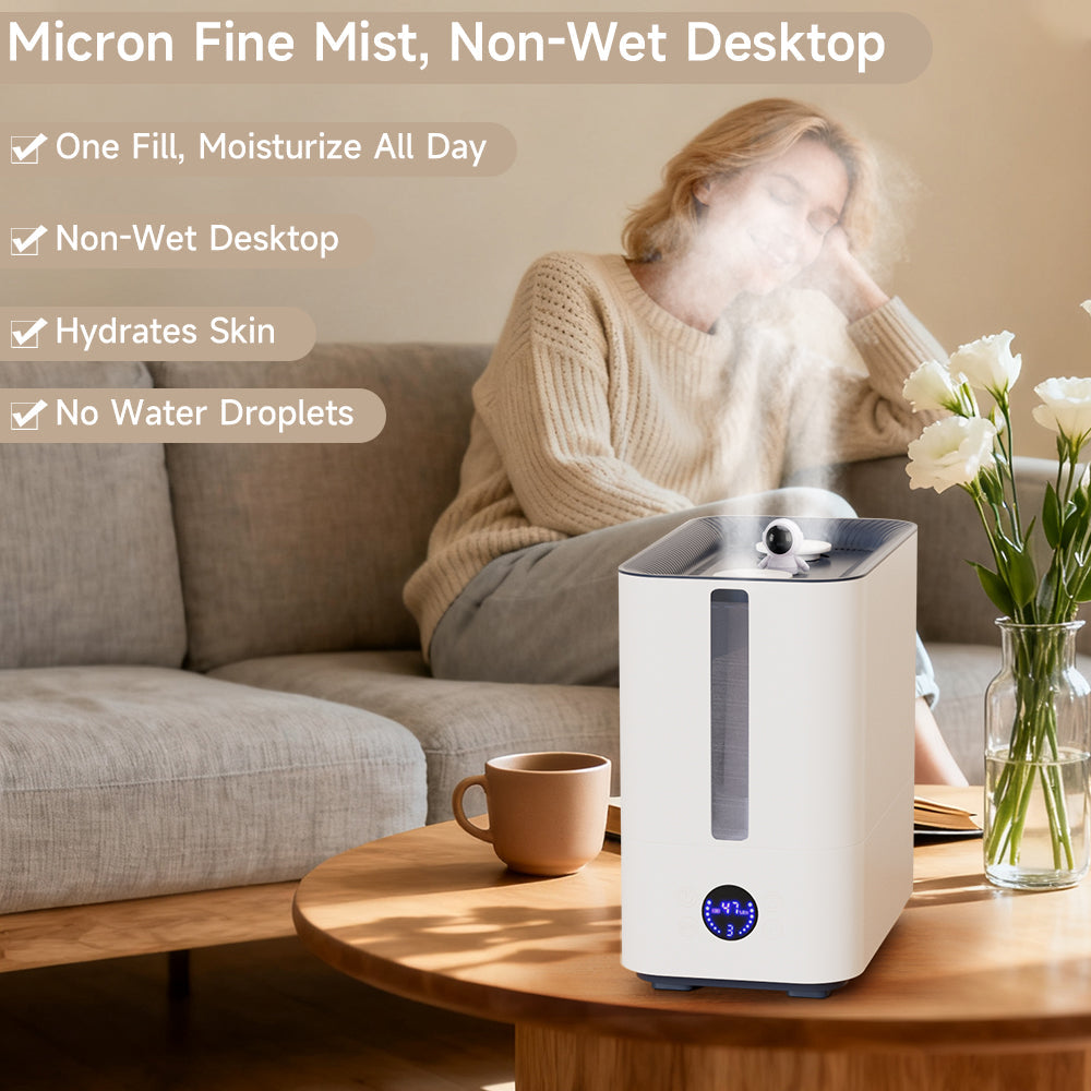 Top-Fill Smart Humidifier - 9.8L Large Capacity, Ultra-Quiet 34dB & Auto Shut-Off