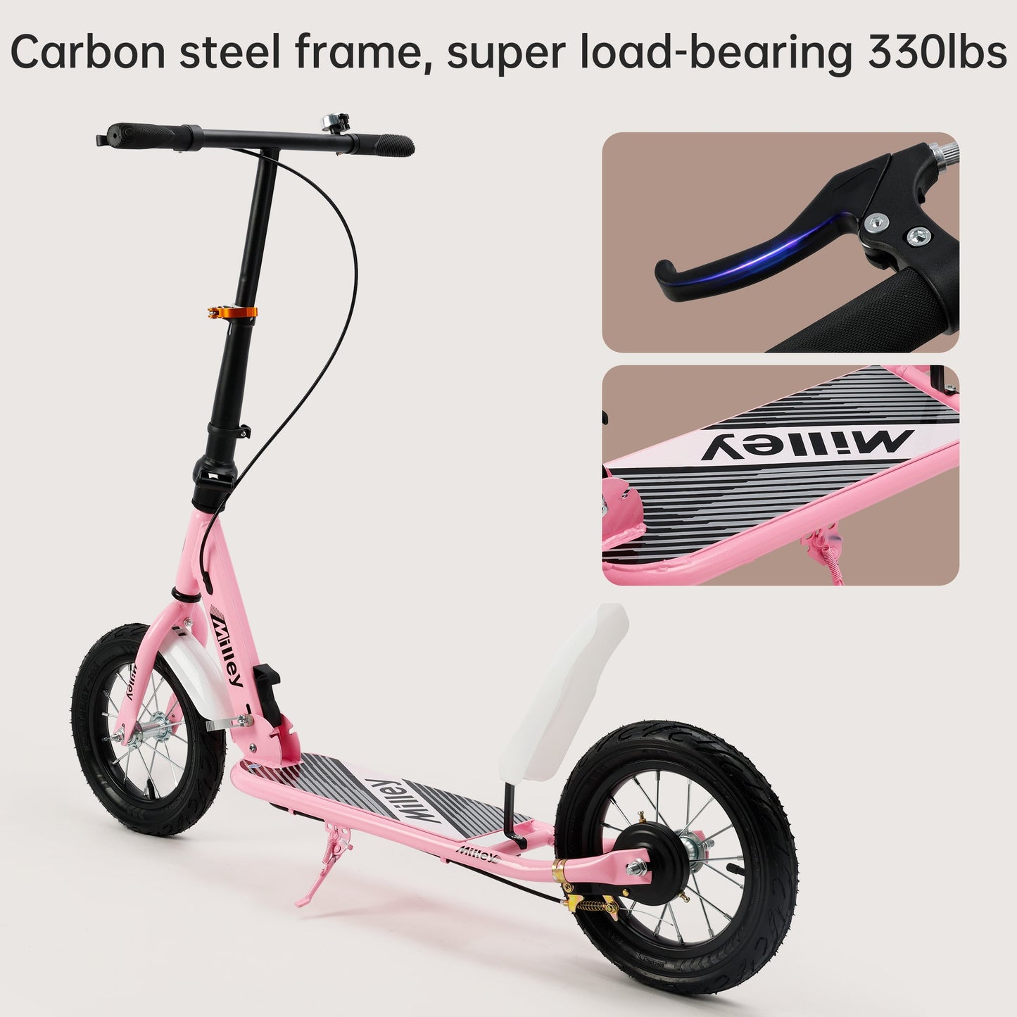 12 inch Big Wheel Kids Scooter Low Deck Dual Brake Steel Frame