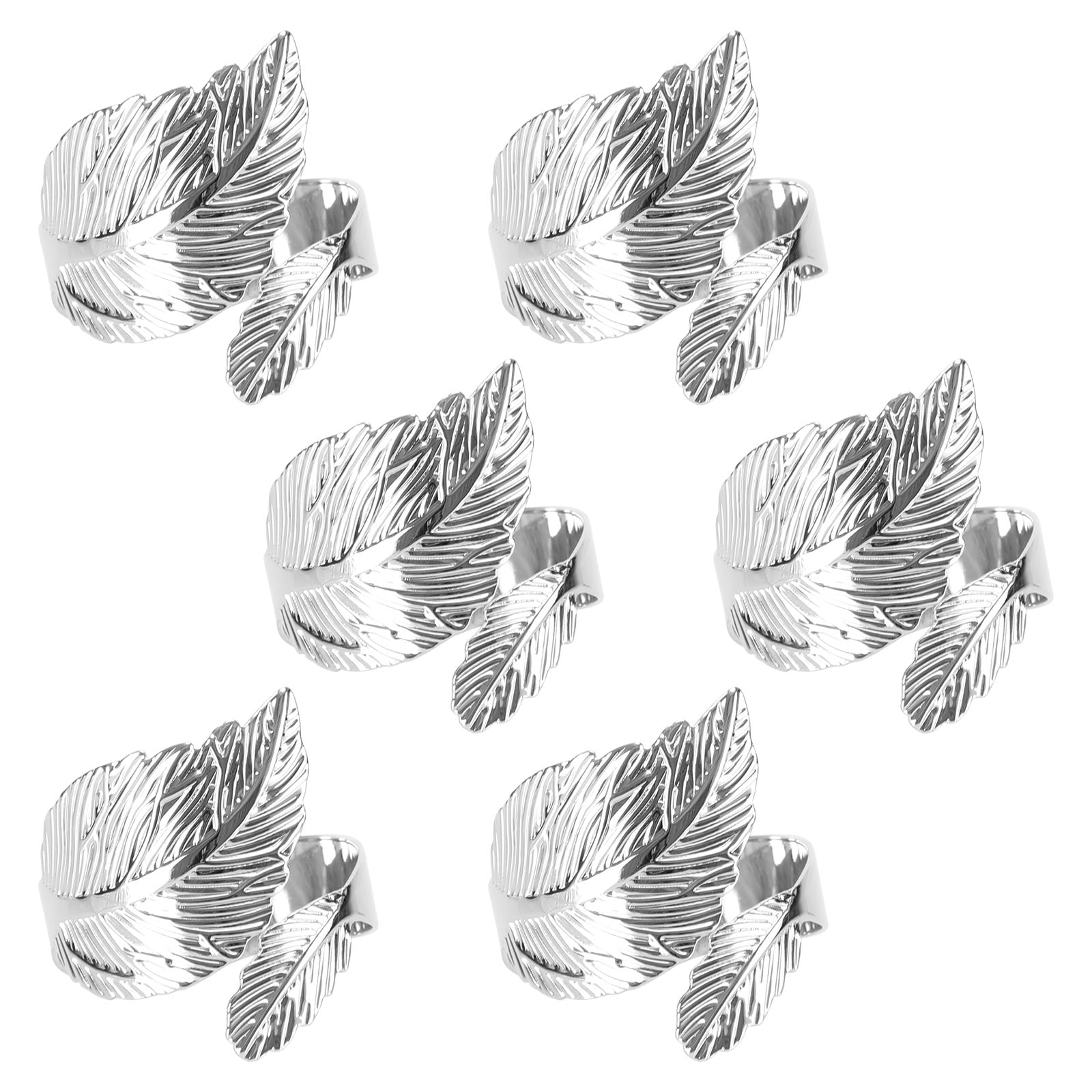 6-12PCS Napkin Rings Flower Napkin Holder Napkin Buckle, 6PCS Leafs