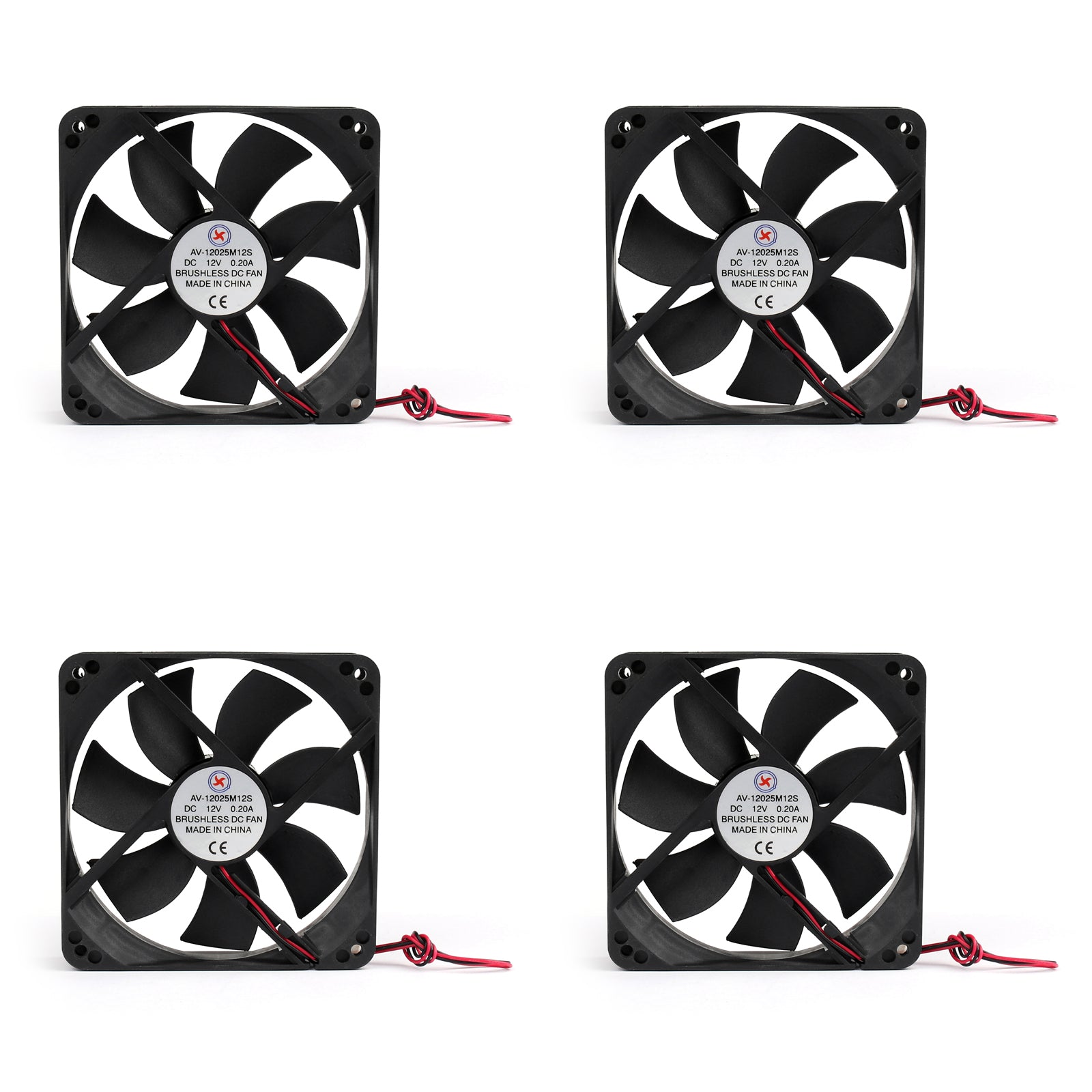 4Pcs DC Brushless Cooling PC Computer Fan 12V 12025s 120x120x25mm 0.2A 2 Pin