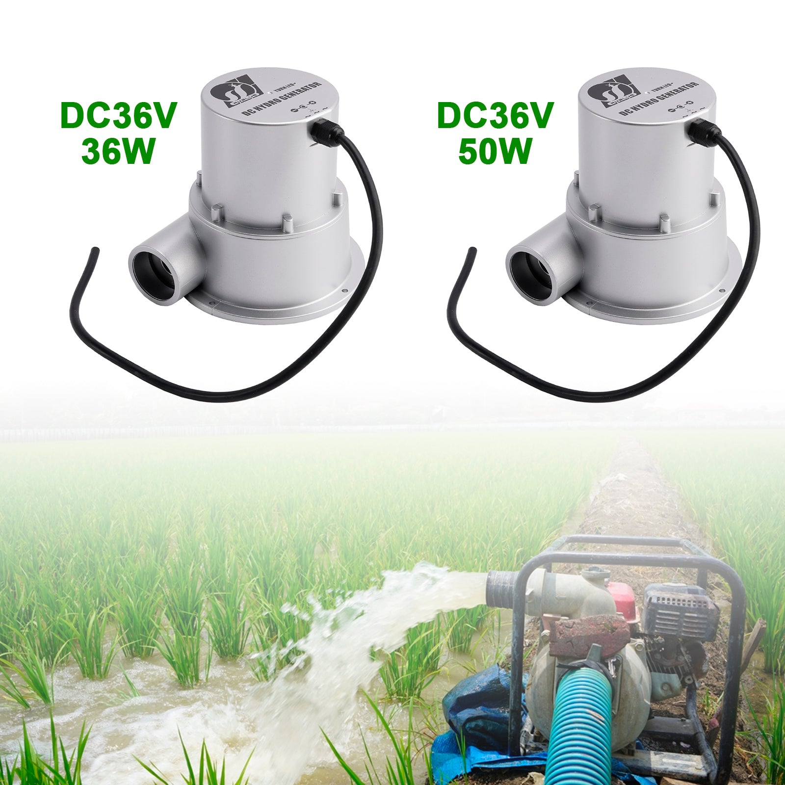 24V Water Flow Turbine Hydroelectric Generator DC36V 36W/50W AC Power Generation