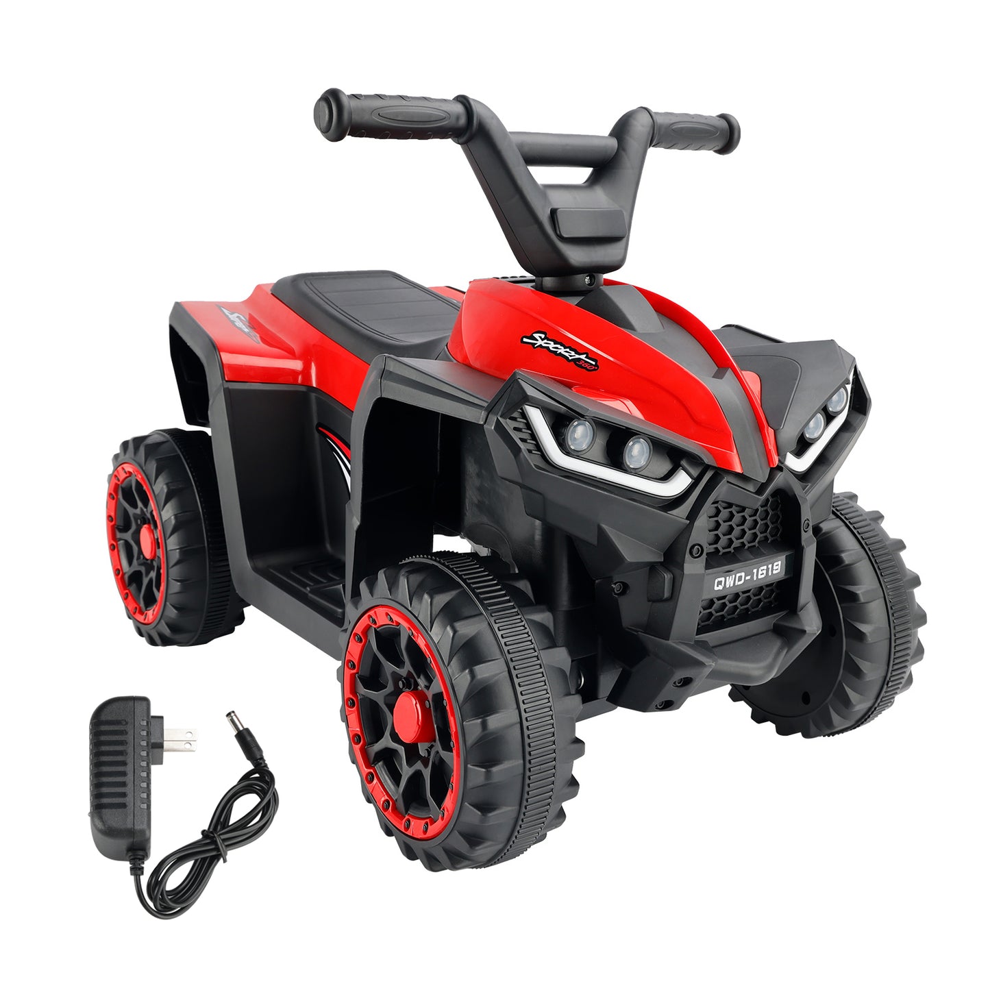 12V Kids Ride-On ATV with Dual Motors, Electric 4-Wheeler Quad with LED Headlights & Music Player for Boys & Girls (Red)