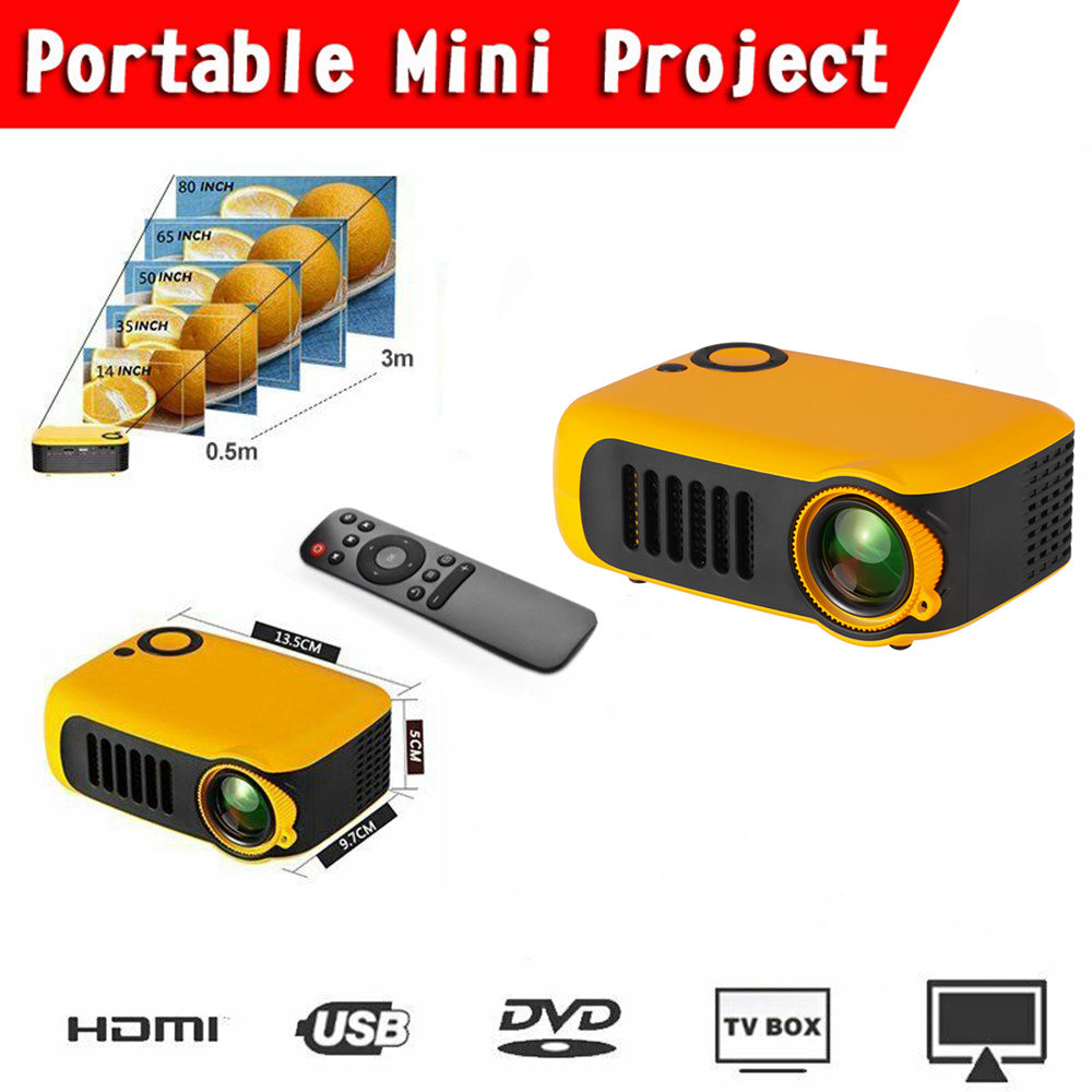 A2000 Mini Projector, 800 Lumens Portable 1080P Supported LCD Video Projector with Speaker, HDMI & USB for Movies