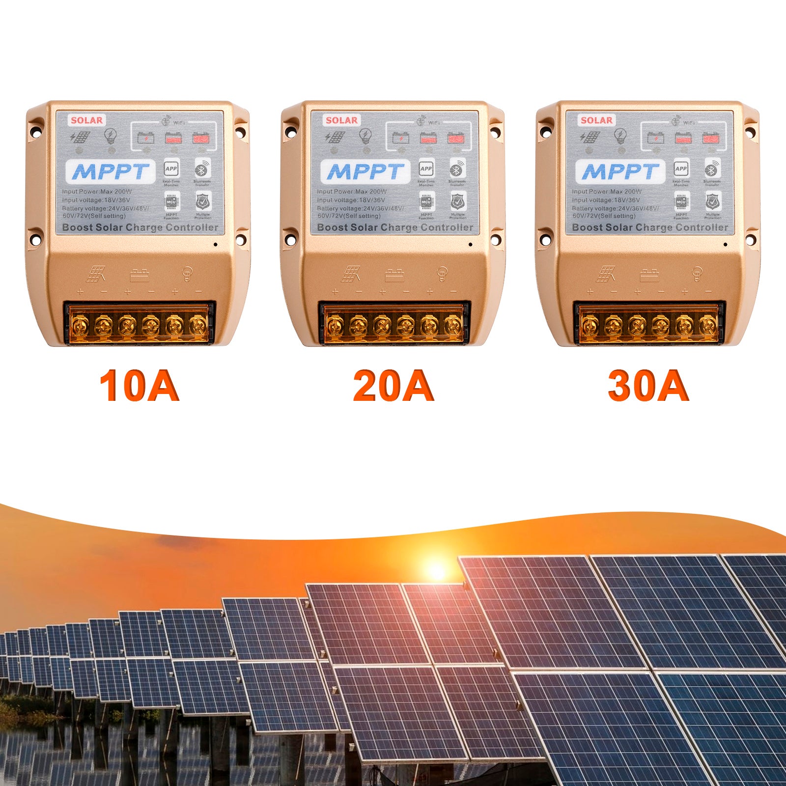 10A/20A/30A Boost MPPT Solar Controller 24-72V Solar Electric Vehicle Charging