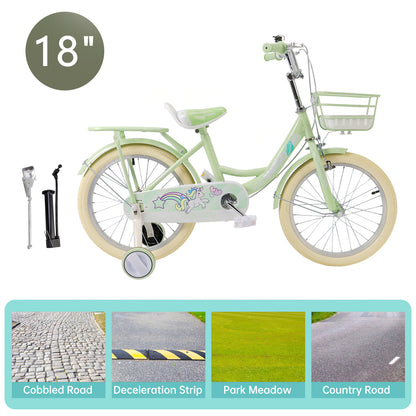 16"/18" Child Bicycle Girls Bike with auxiliary wheels & Rack & Basket