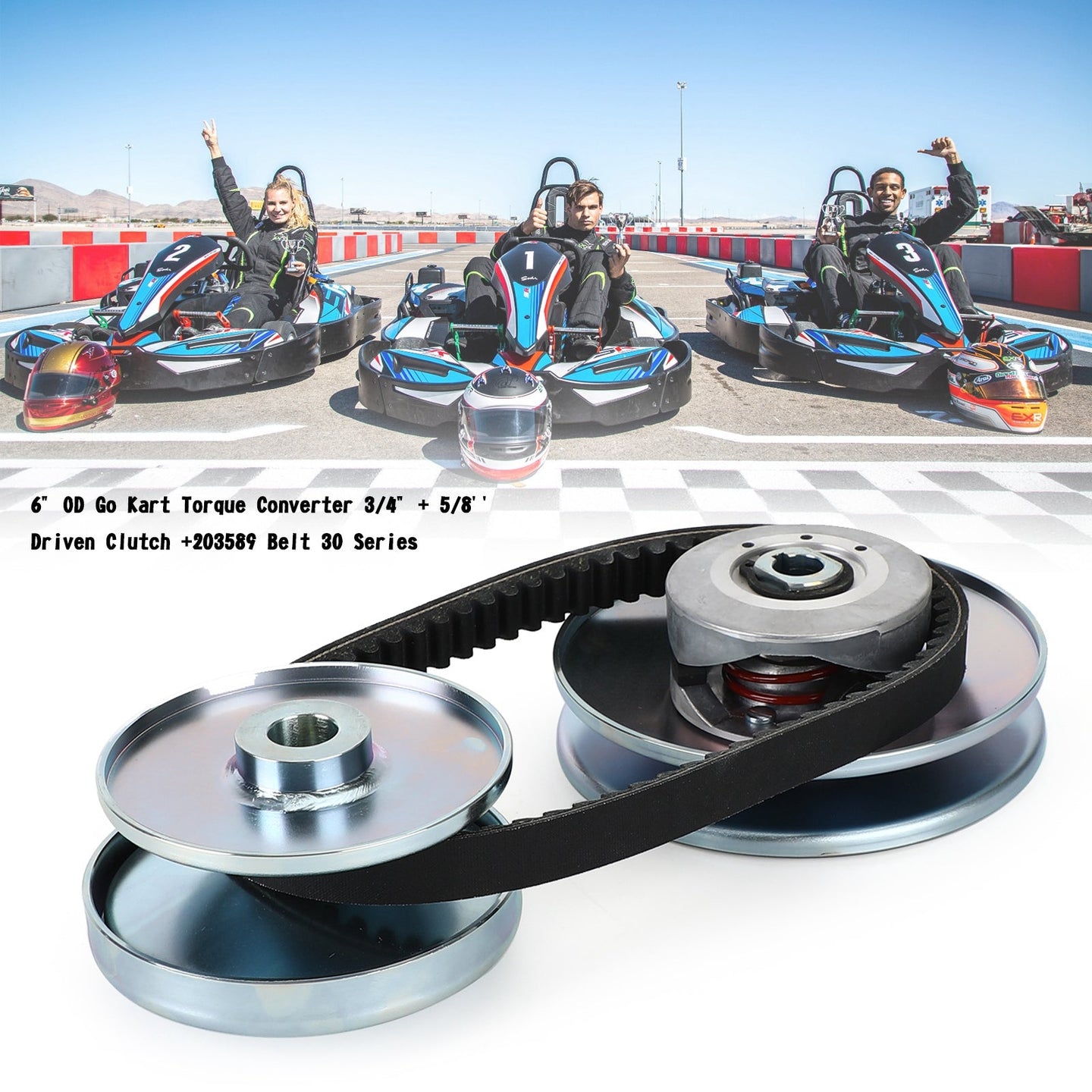 6 inch OD Go Kart Torque Conv 3/4 inch+5/8 Clutch +203589 Belt 30 Ser (Copy)