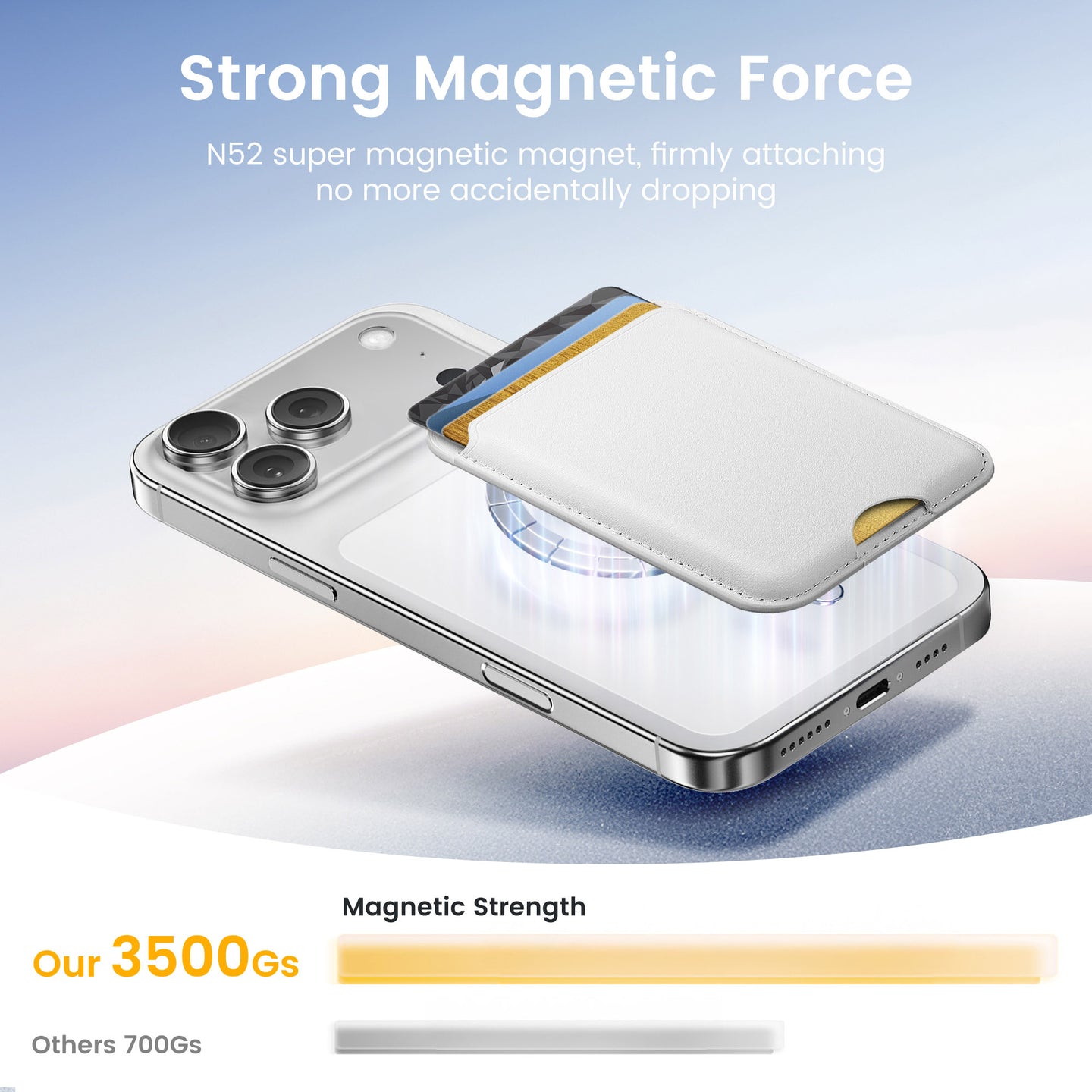 Magnetic Card Holder MagSafe Wallet 3 Card Holder RFID Protection iPhone Wallet Magnetic Strength Vegan Leather for iPhone 17/16/15/14/13/12 Series and Selected Samsung Devices