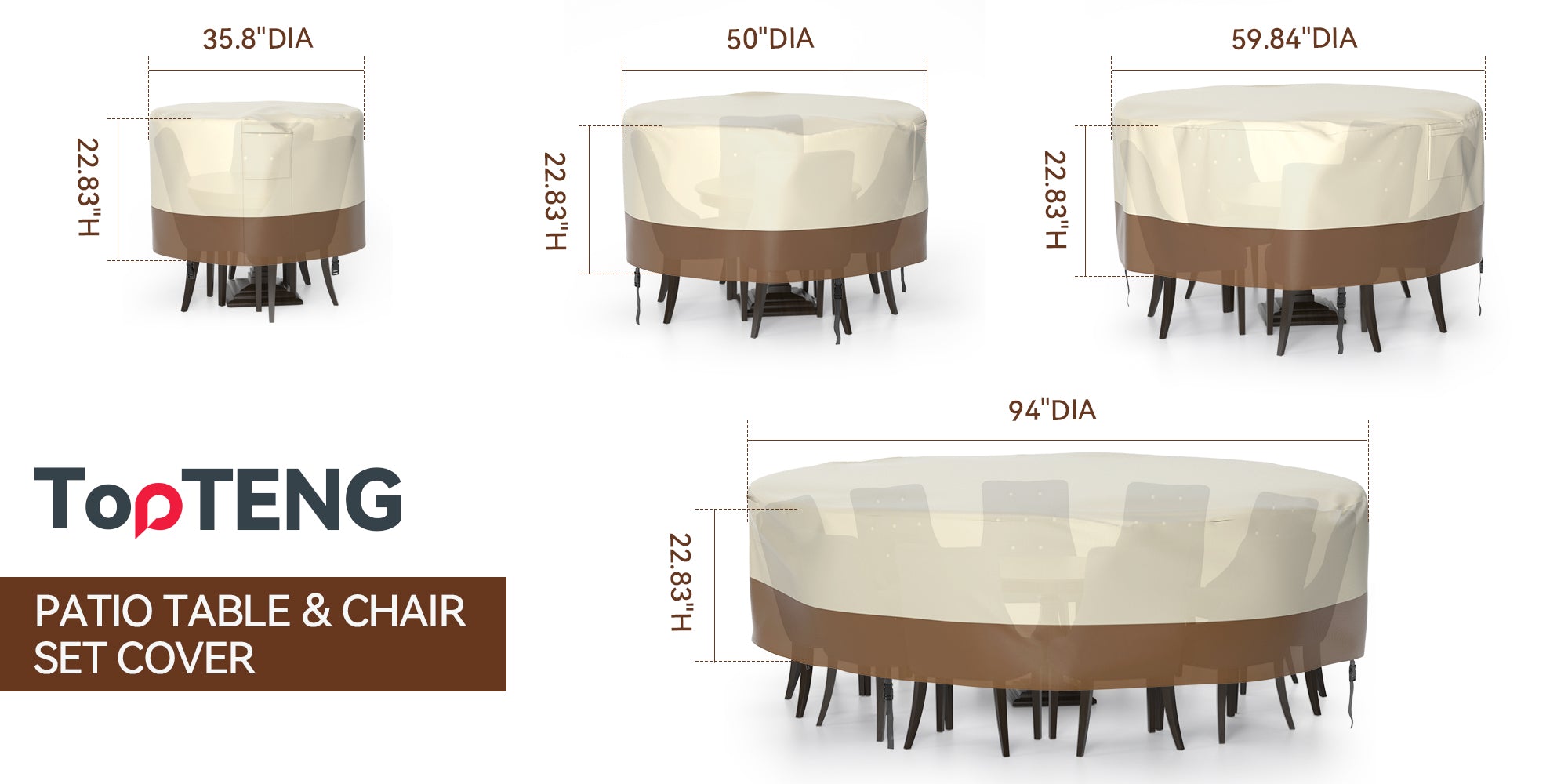 420D Heavy Duty Circular Waterproof Patio Furniture Cover – Outdoor Table & Chair Protection, 239x58cm