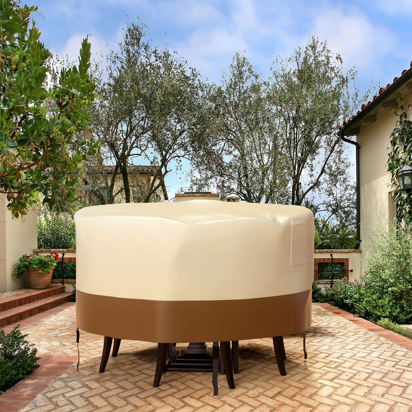 420D Heavy Duty Circular Waterproof Patio Furniture Cover – Outdoor Table & Chair Protection, 239x58cm