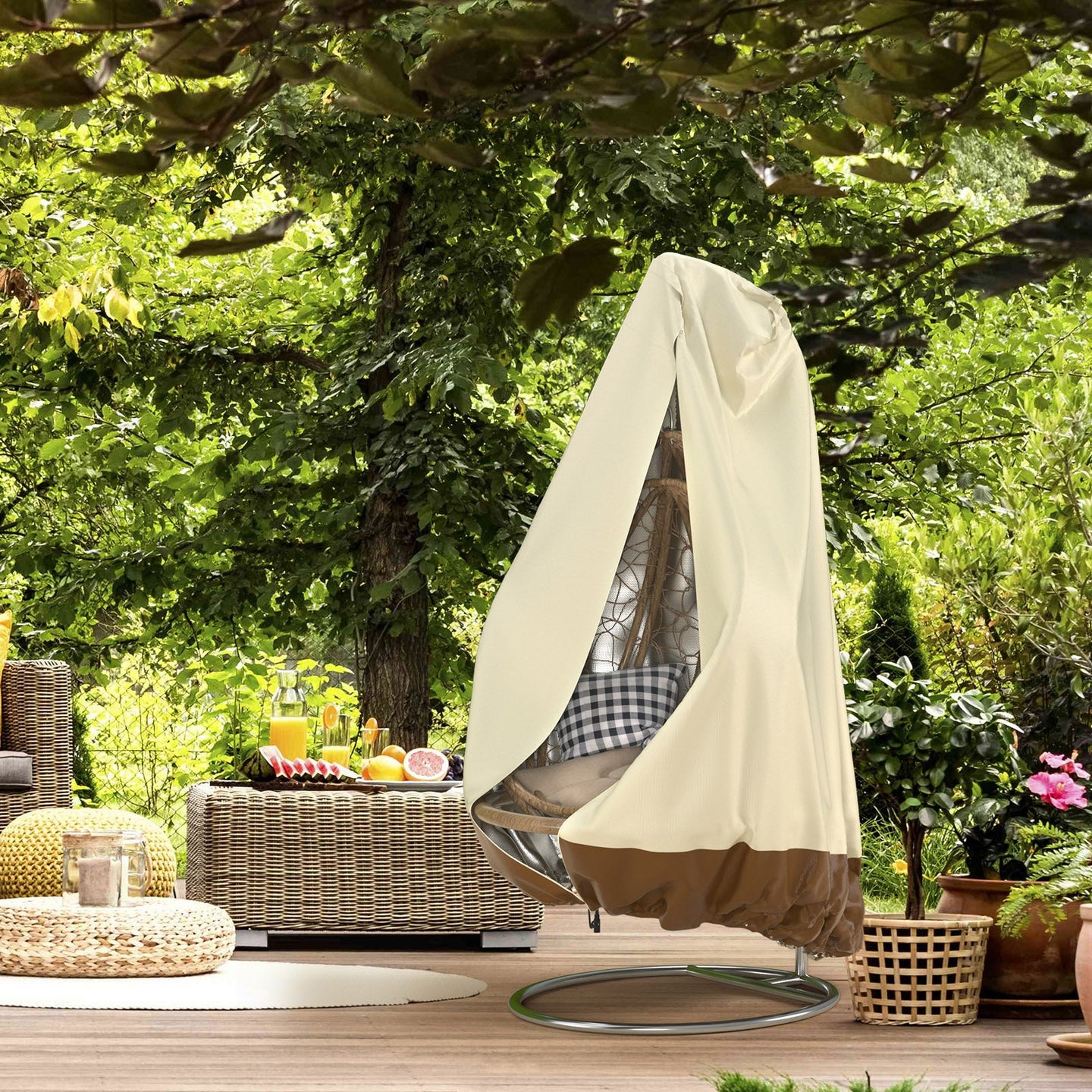 Patio Egg Chair Cover Hanging Outdoor Double Wicker Egg Swing Covers Waterproof 190*115cm