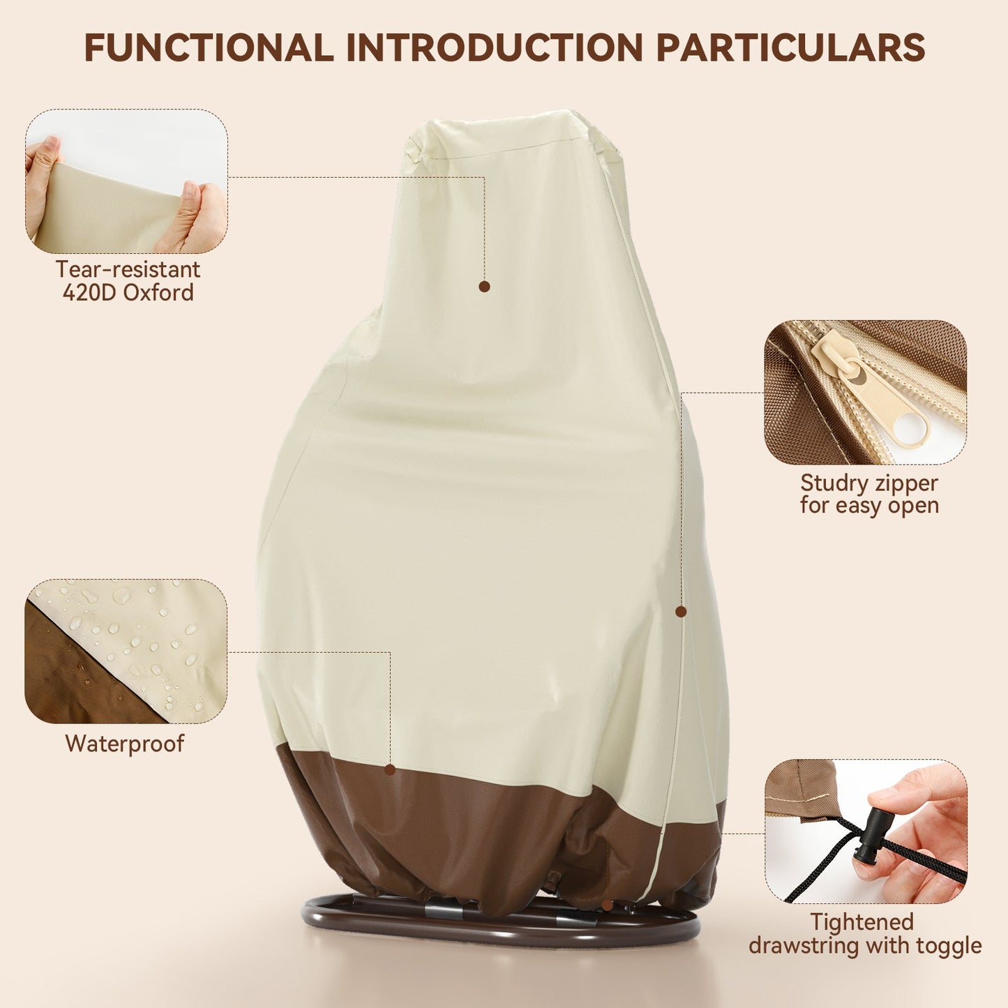 Patio Egg Chair Cover For Hanging Outdoor Double Wicker Egg Swing Covers Waterproof 232X203cm