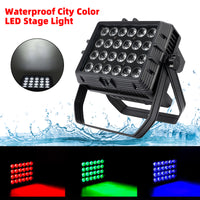 24x RGBWA+UV 6-in-1 LED PAR Can Light, 200W IP65 Waterproof Outdoor Stage Wash, DMX Controlled