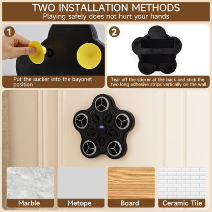 Dual Installation Options & Scoring Function for Home Use Music Boxing Machine for Kids – Wall-Mounted Bluetooth Smart Boxing Trainer with Workout Gloves (Copy)