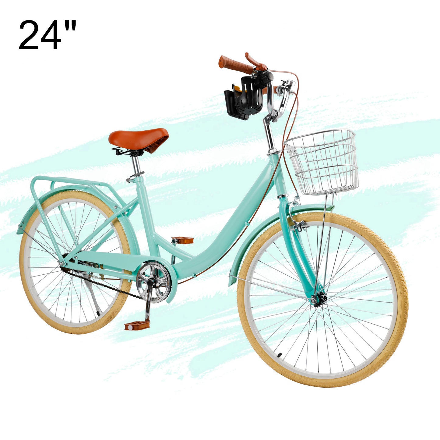24/26 inch Women City Bicycle Beach Cruiser Bike with Basket & Rack