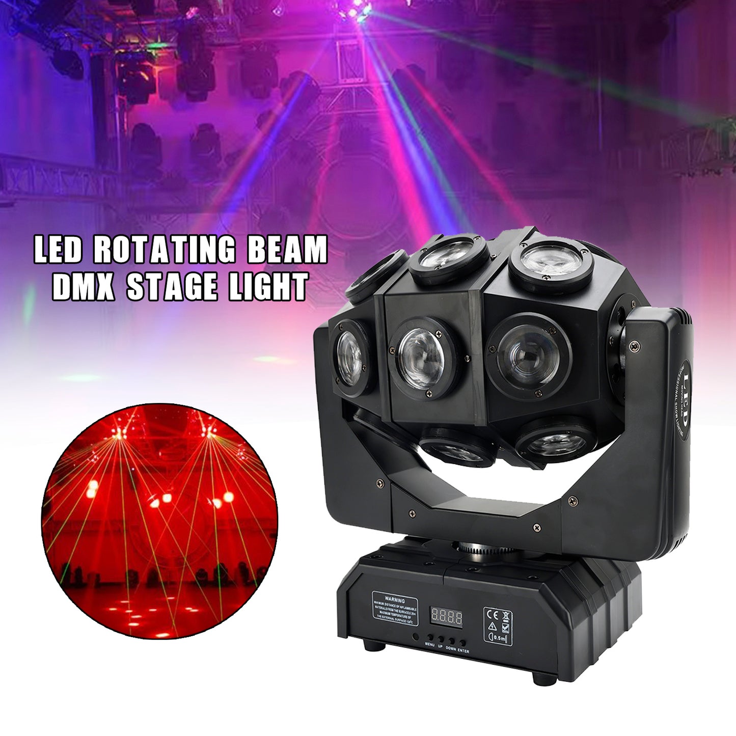 180W RGBW LED Moving Head Stage Light – 18 Beam Rotating DMX DJ Disco Party Effect