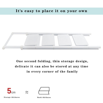 4-Step Ultra-Slim Folding Ladder, 2" Thick Carbon Steel Step Stool with Wide Anti-Slip Pedals, 330 lbs Capacity (White)