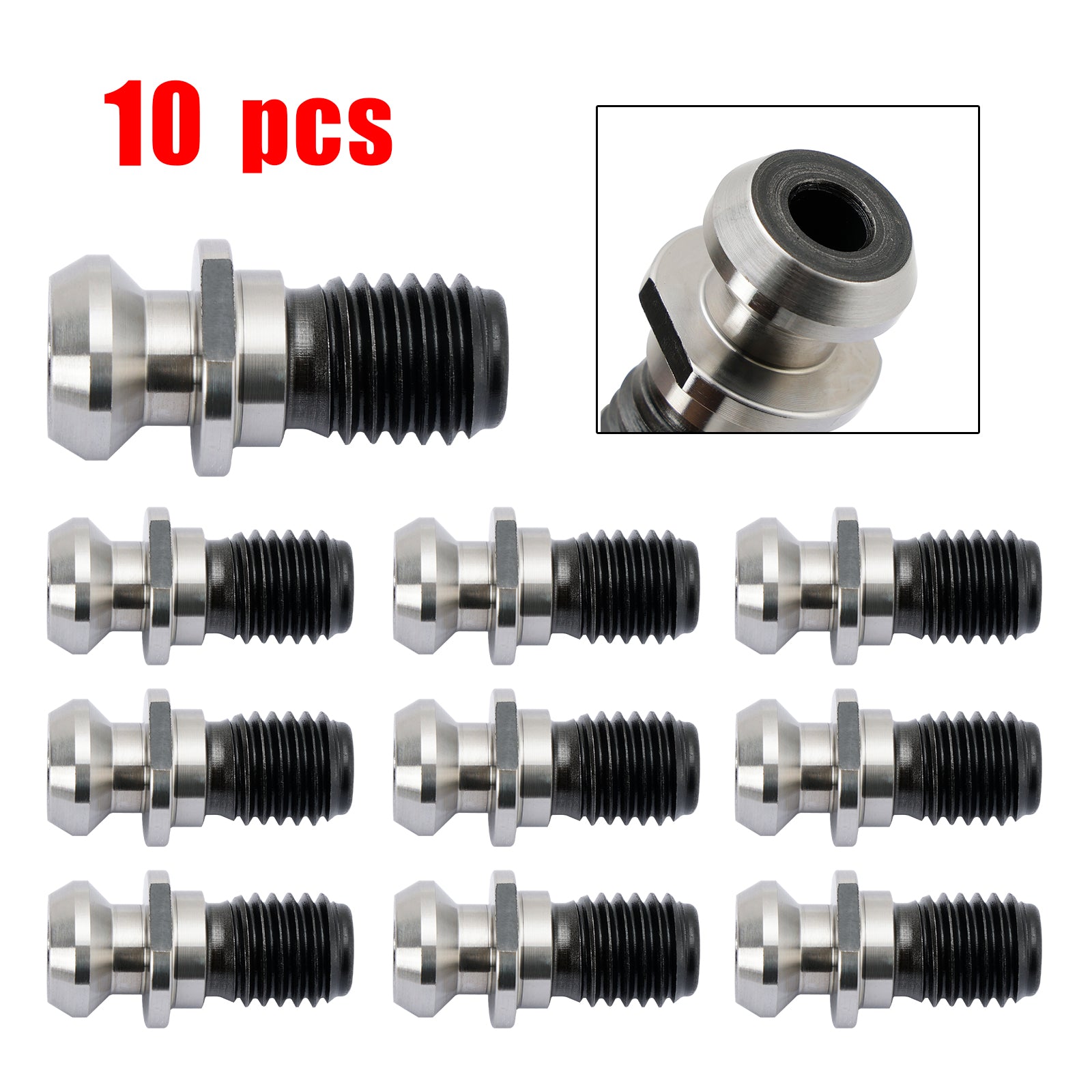 10Pcs CAT40 45° 0.740" Coolant Pull Stud Retention Knob For Mazak Fadal Silver