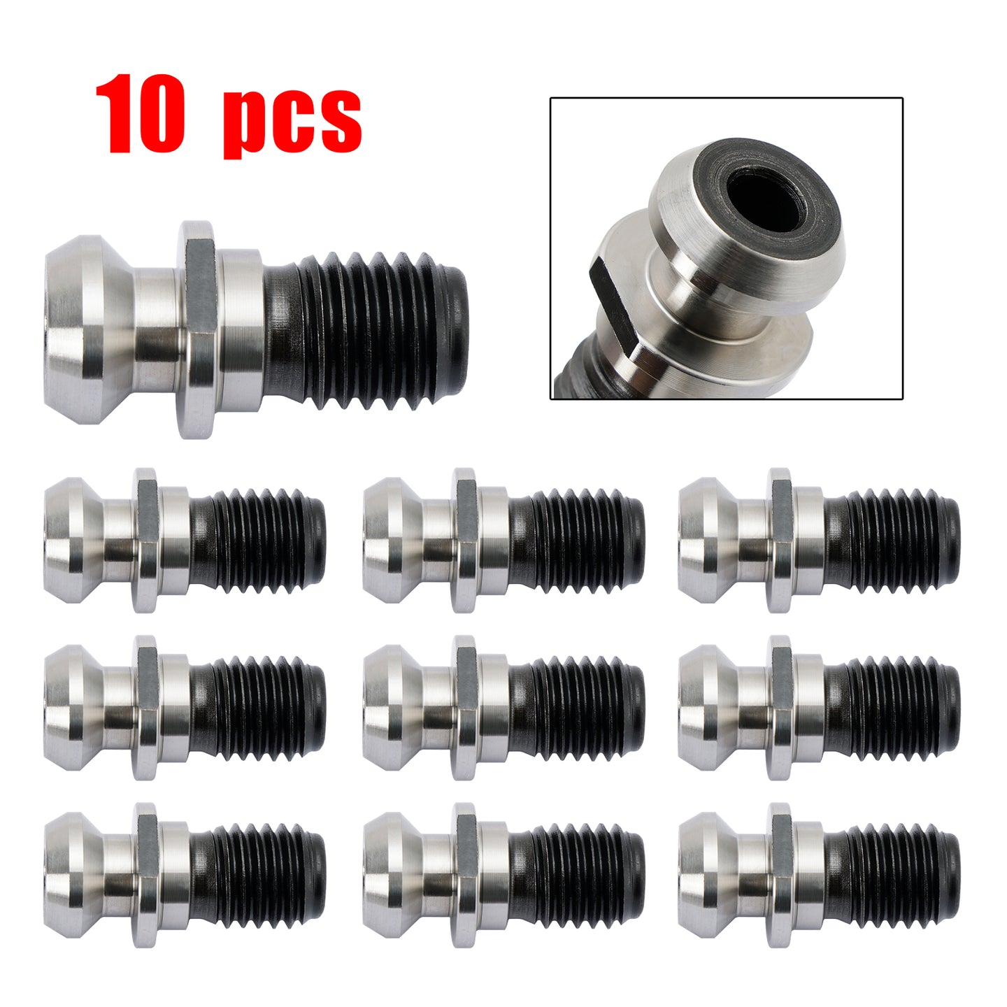 10Pcs CAT40 45° 0.740" Coolant Pull Stud Retention Knob For Mazak Fadal Silver