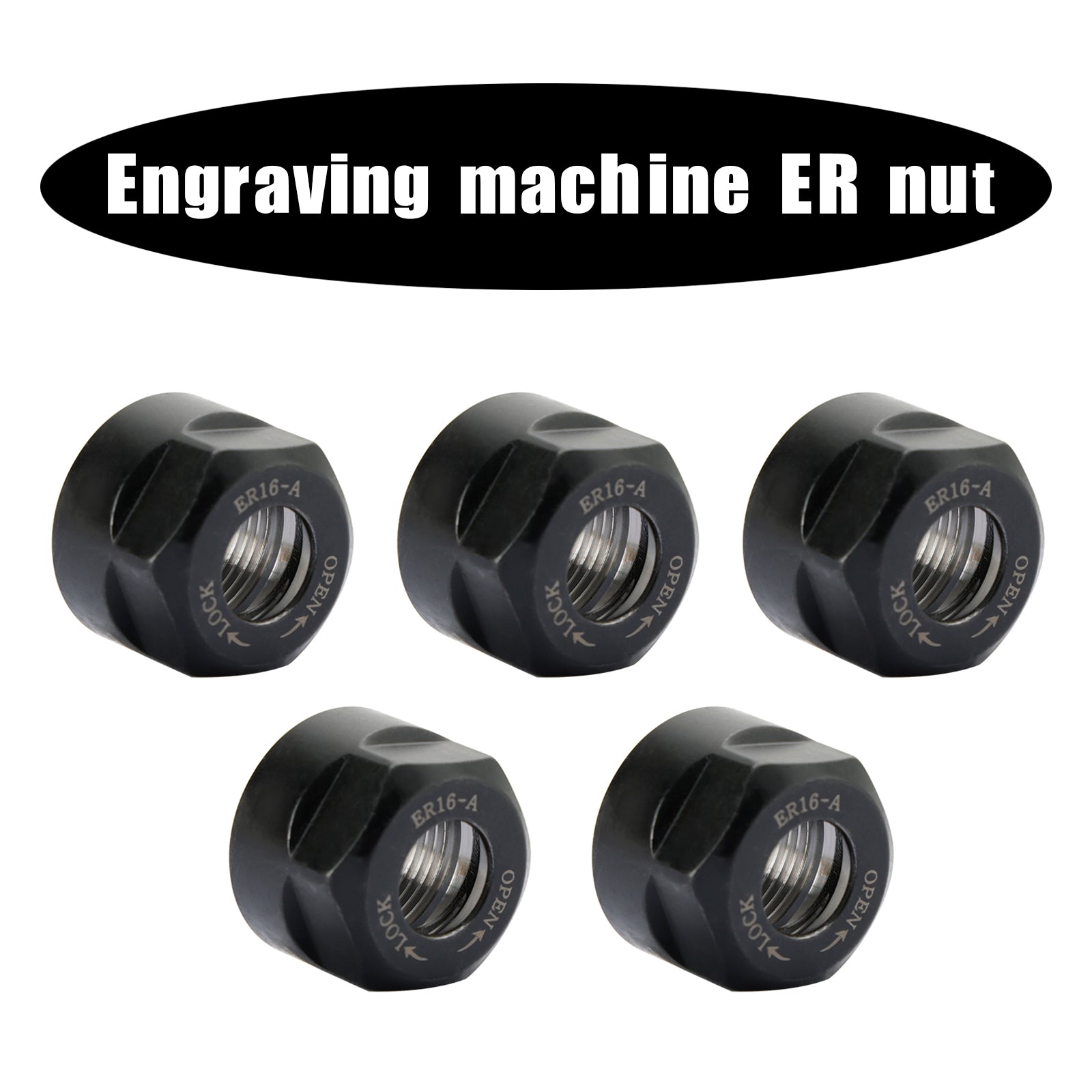 5Pcs ER16-A Type Collet Clamping Nut Chuck Holder CNC Milling Lathe Tool Holder