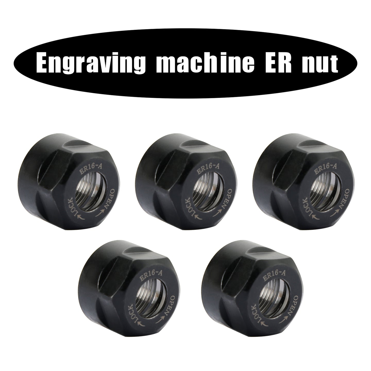 5Pcs ER16-A Type Collet Clamping Nut Chuck Holder CNC Milling Lathe Tool Holder
