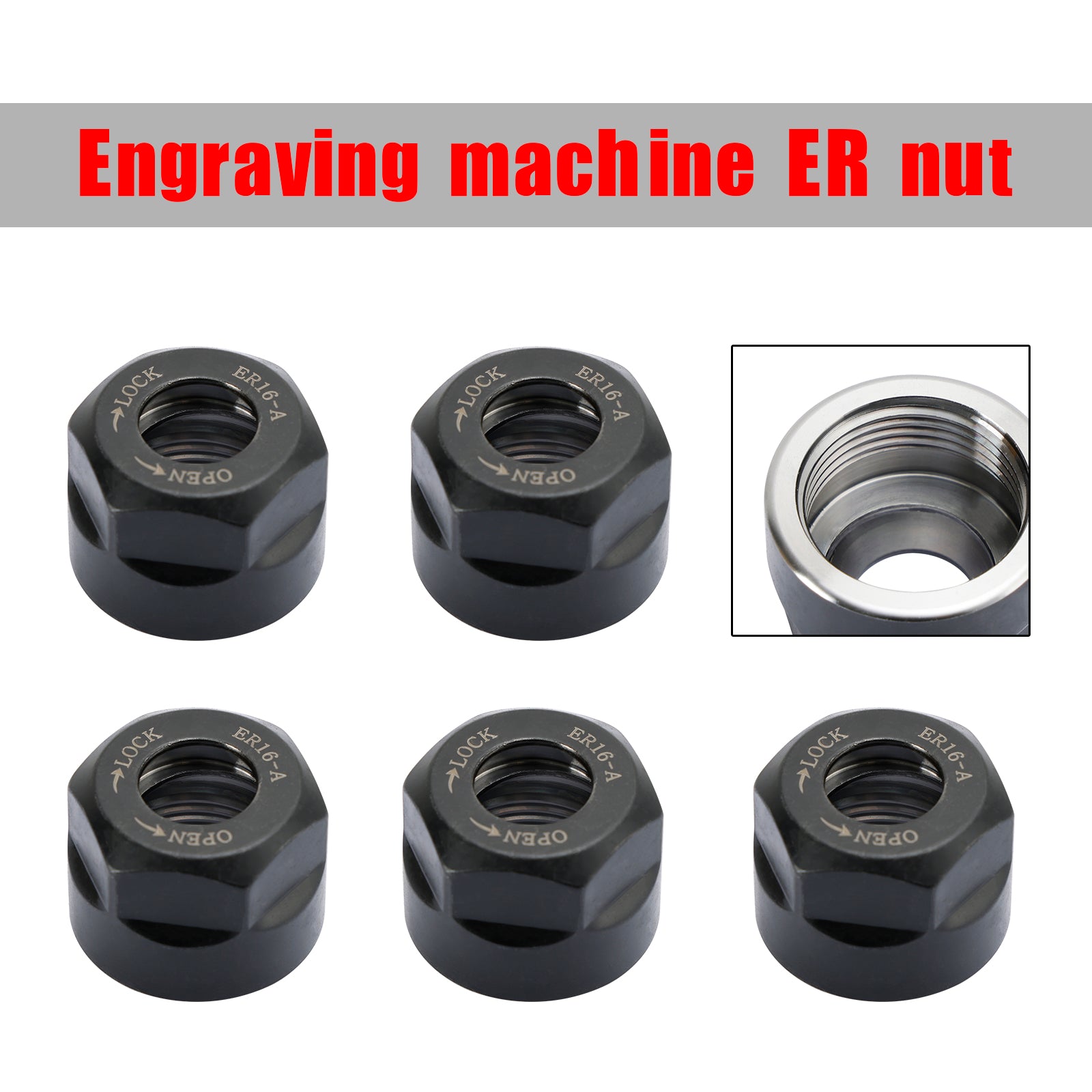 5Pcs ER16-A Type Collet Clamping Nut Chuck Holder CNC Milling Lathe Tool Holder