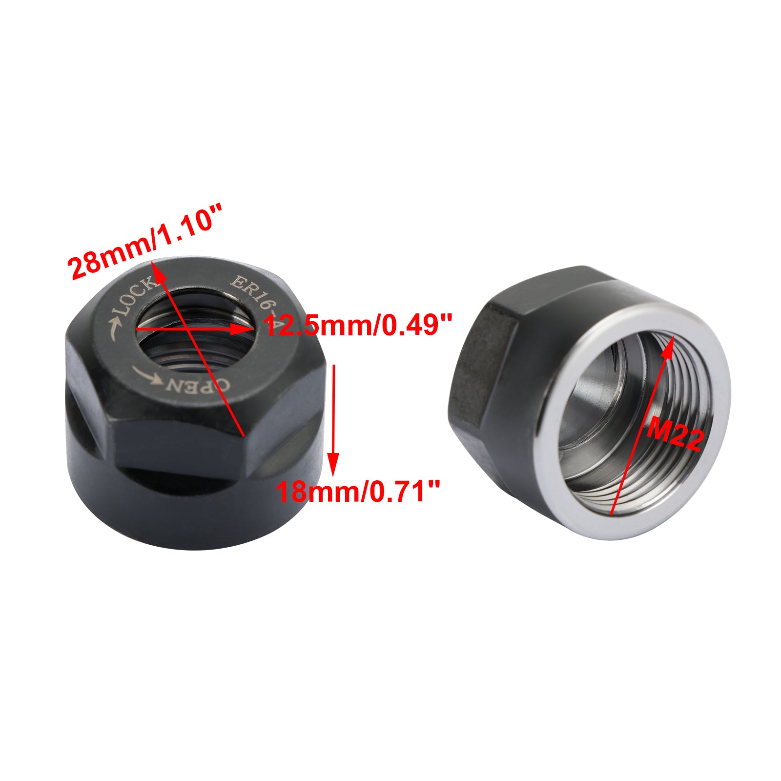 5Pcs ER16-A Type Collet Clamping Nut Chuck Holder CNC Milling Lathe Tool Holder